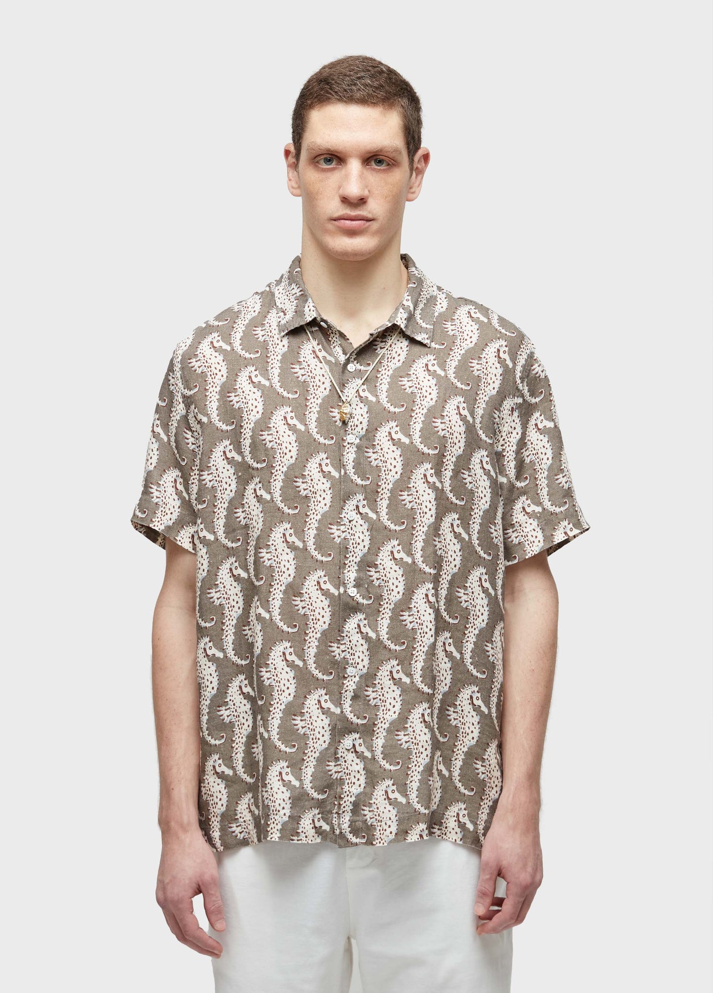 CAMISA LINEN SEAHORSE GREEN MC