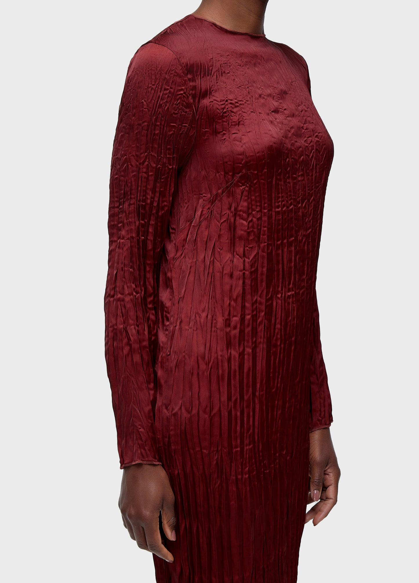 VESTIDO LONGO ML WRINCKLED SATIN DOUBLE
