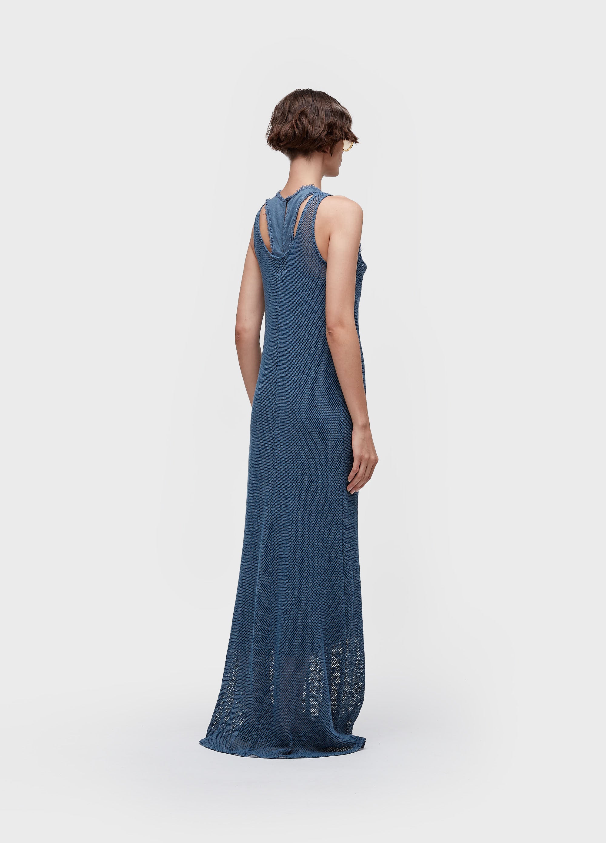 VESTIDO REGATA MIXED FABRICS AZUL MAR