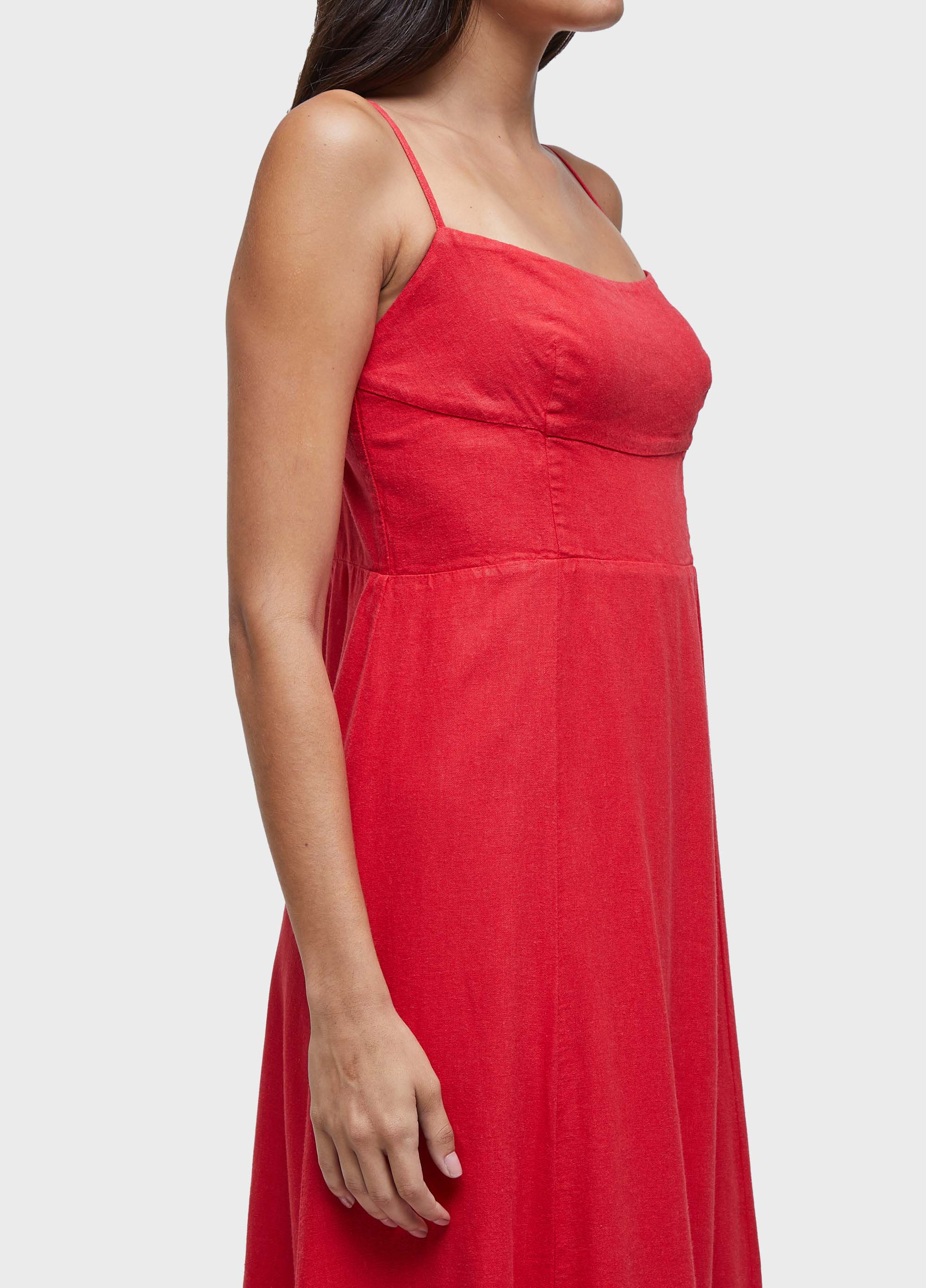 VESTIDO ALCAS LINEN VERMELHO PITANGA