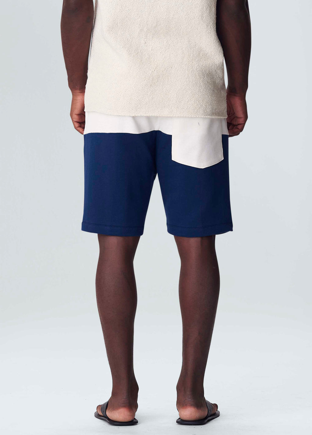 BERMUDA CASUAL MASC BICOLOR OFF-WHITE/MARINHO
