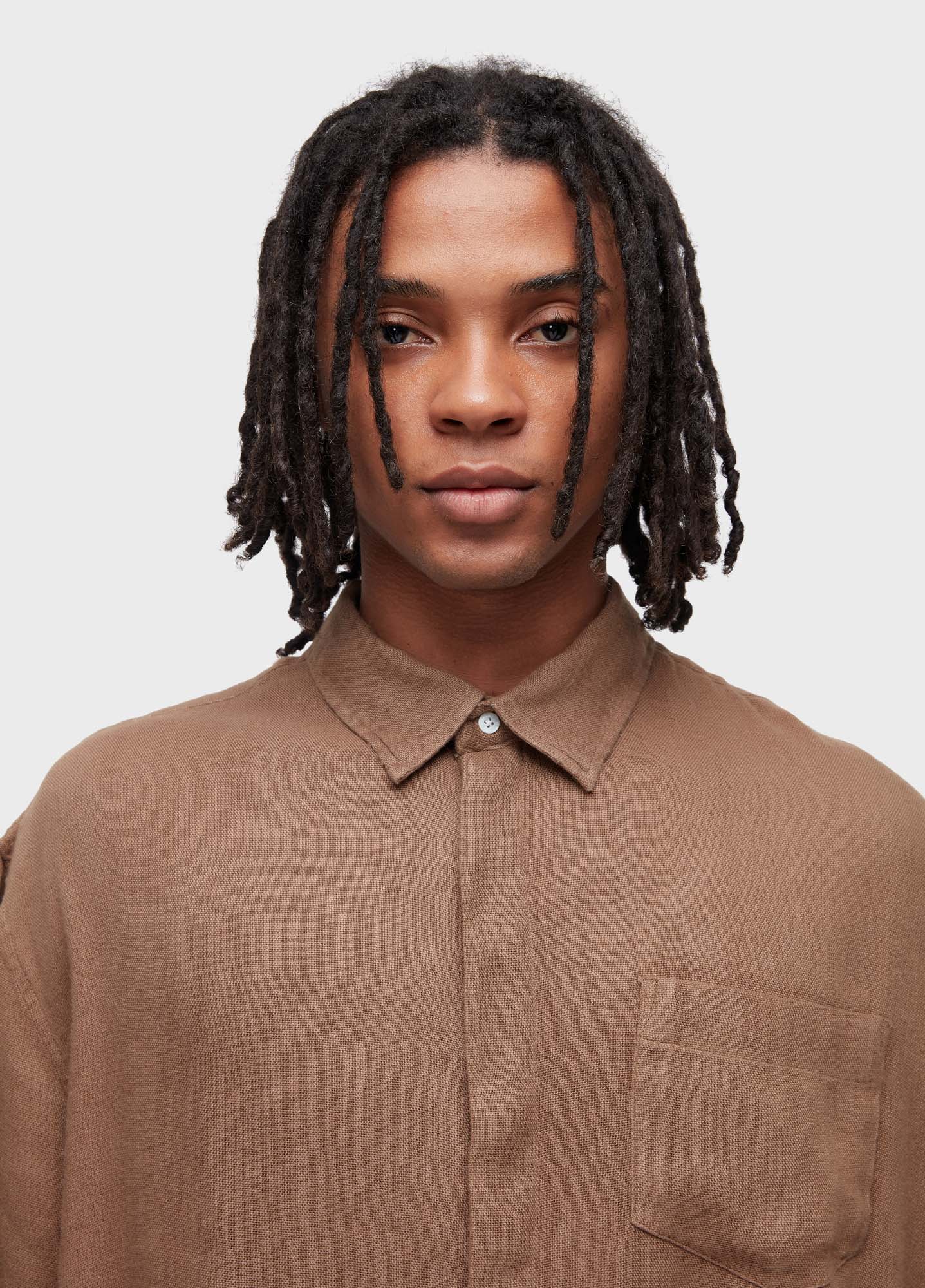 CAMISA MC RECYCLED LINEN CAQUI