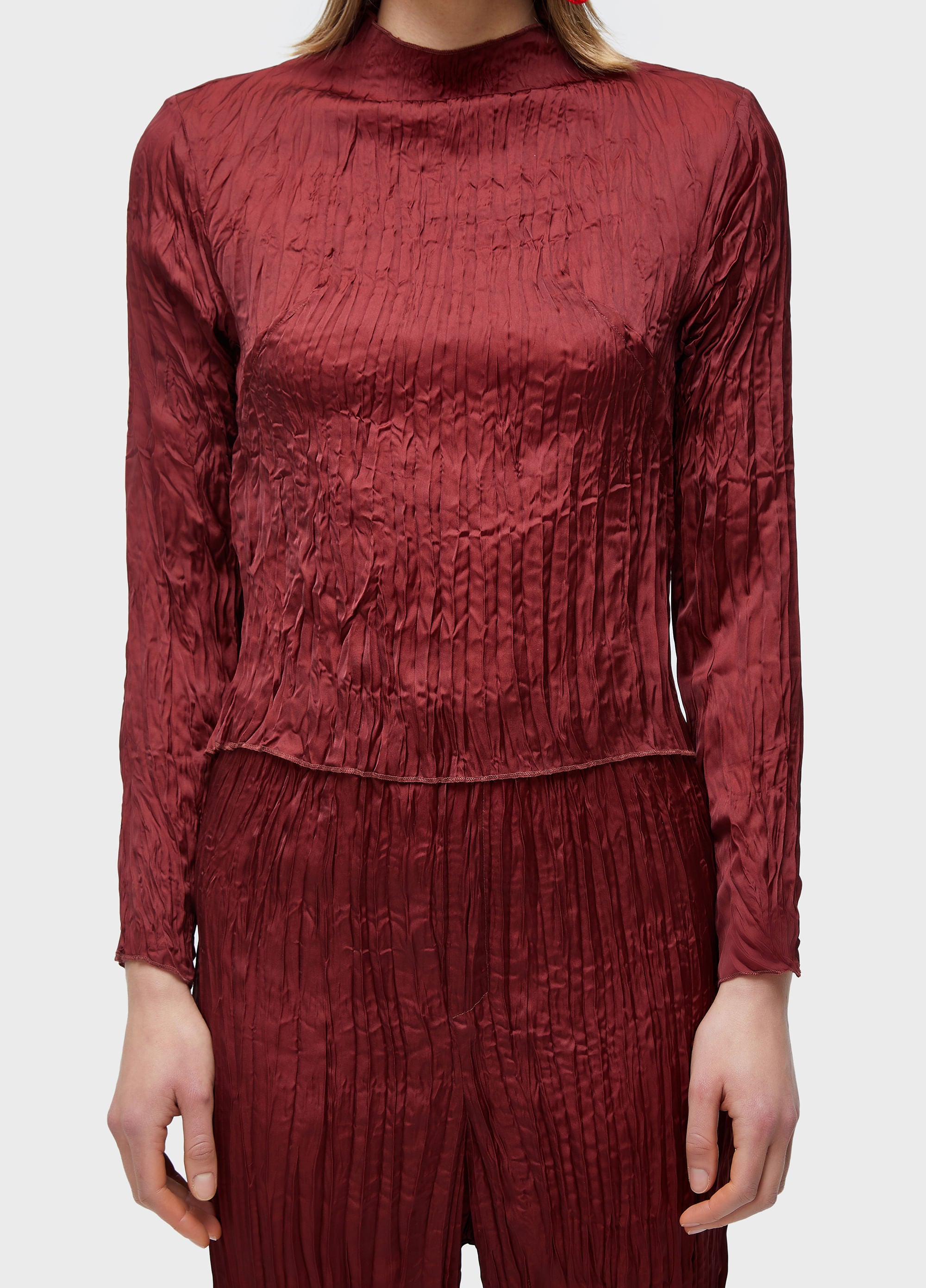 BLUSA GOLA ML WRINCKLED SATIN DOUBLE