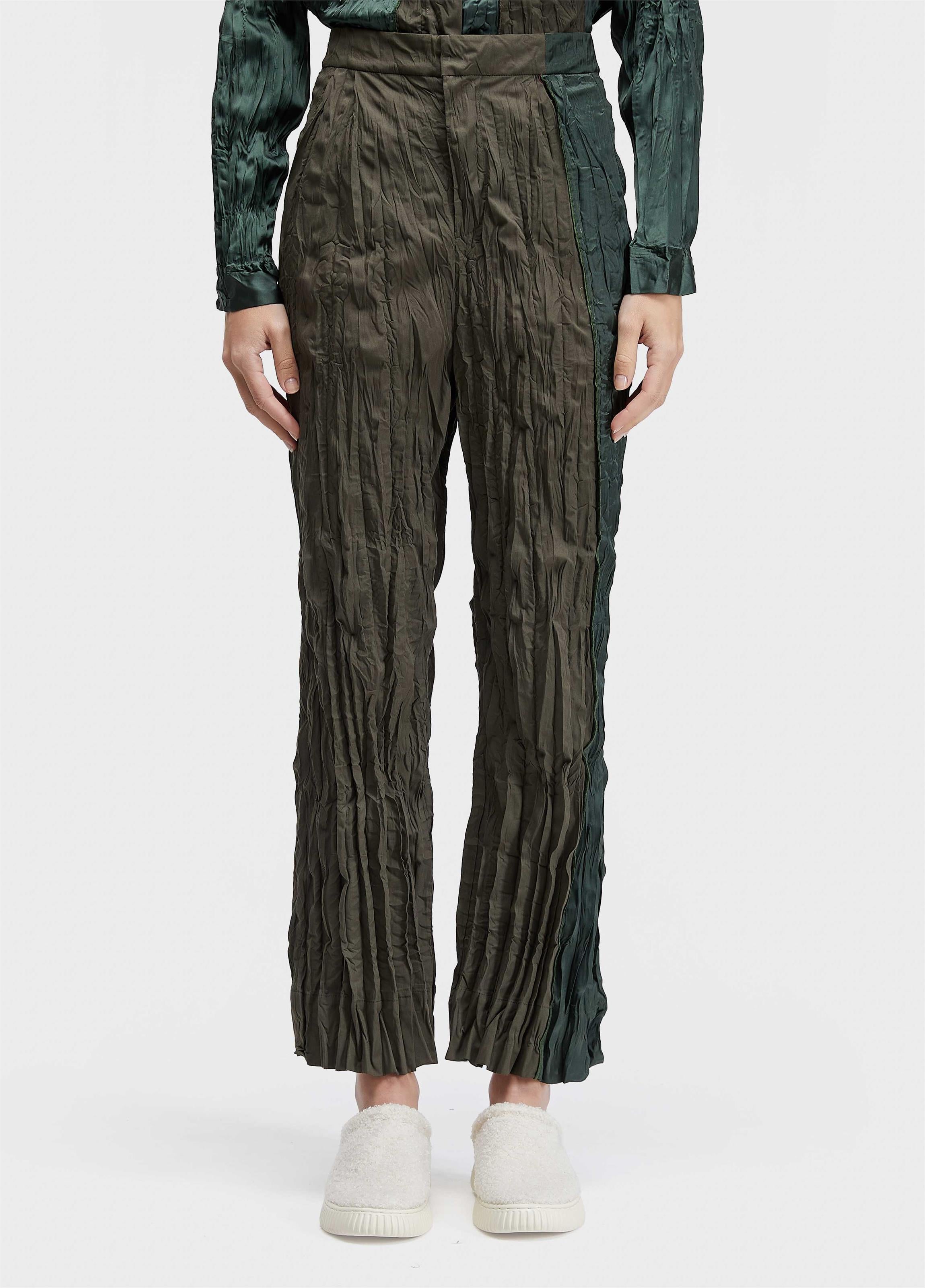 CALÇA WRINKLED SATIN + TRICOLINE