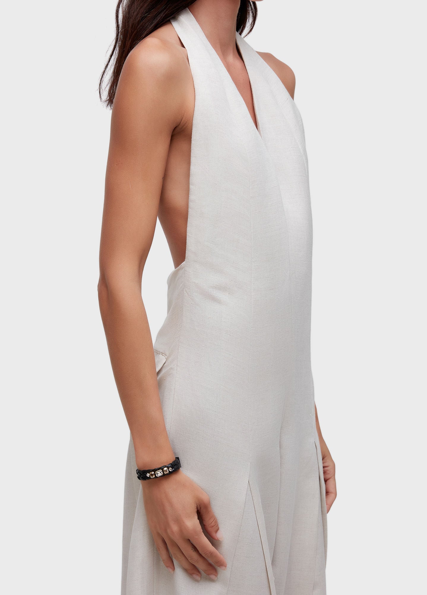 MACACÃO FRENTE ÚNICA LINEN PREGAS