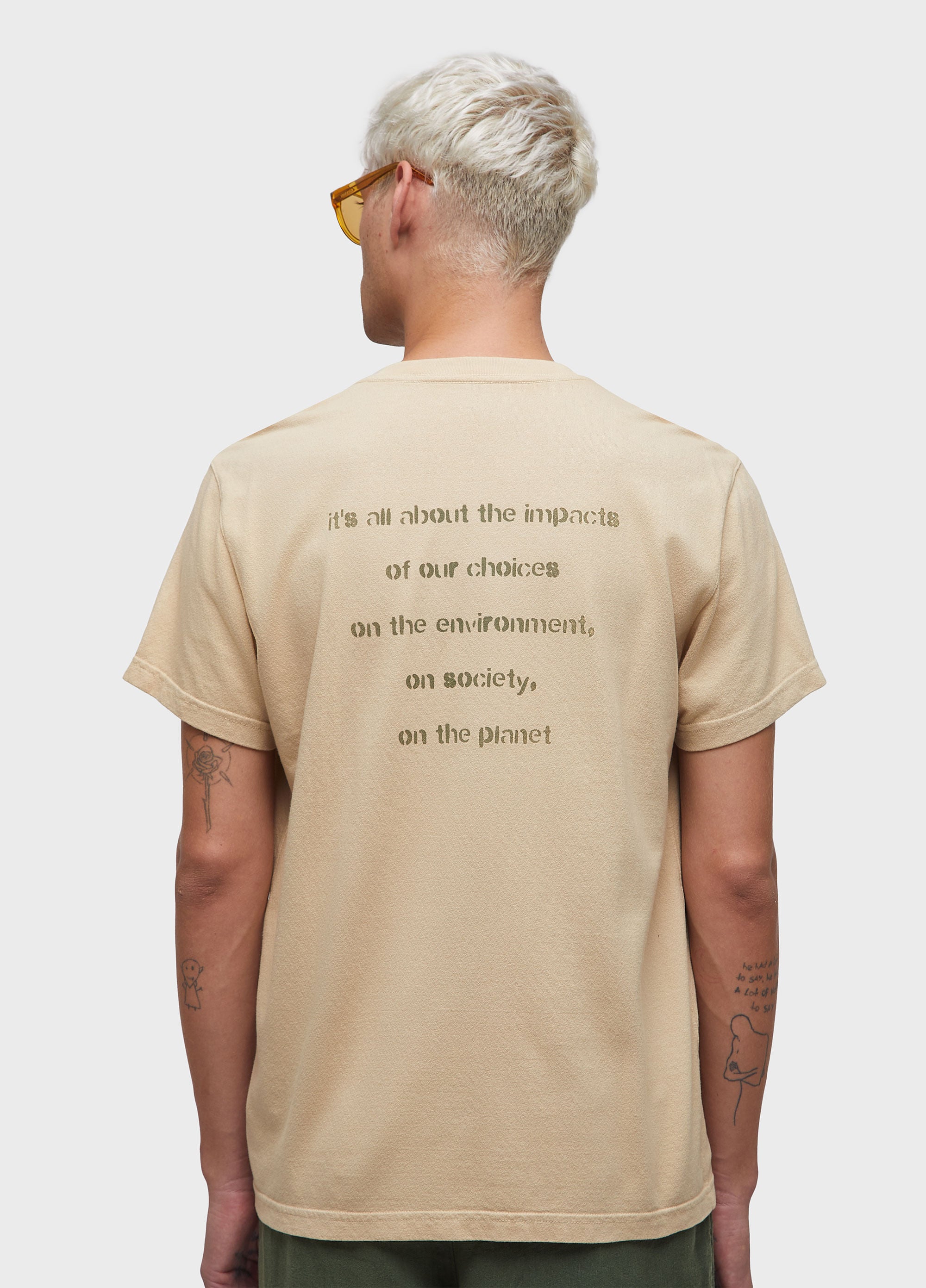 T-SHIRT DOUBLE FACE E-COLORS OSKLEN E MC CAQUI