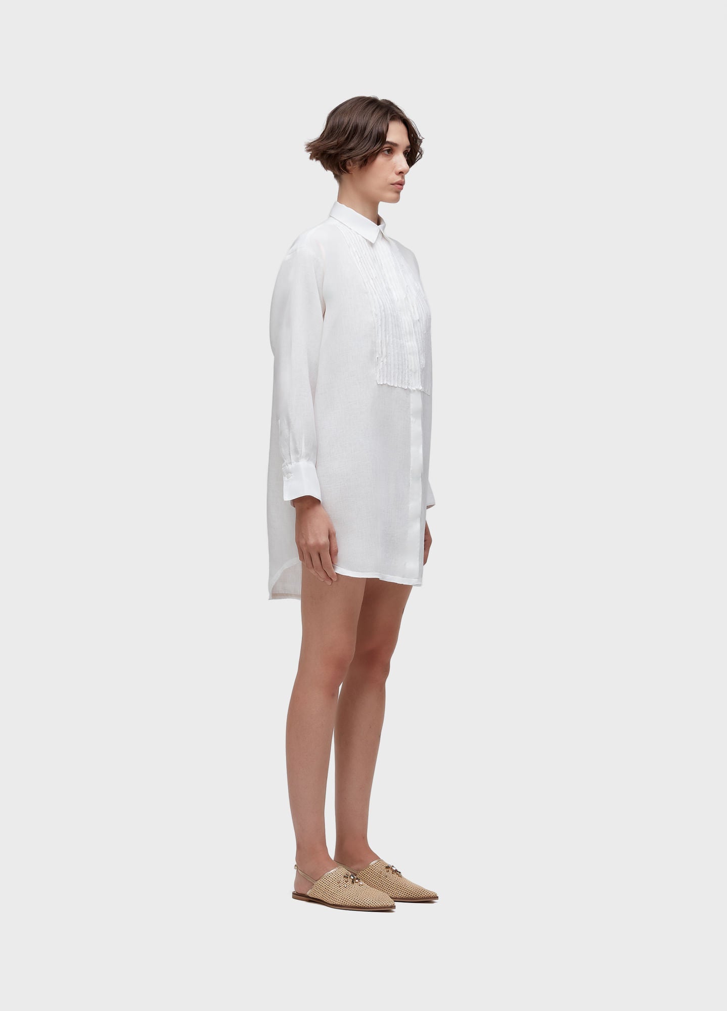 CHEMISE SMOKING VIES CURTA OFF-WHITE
