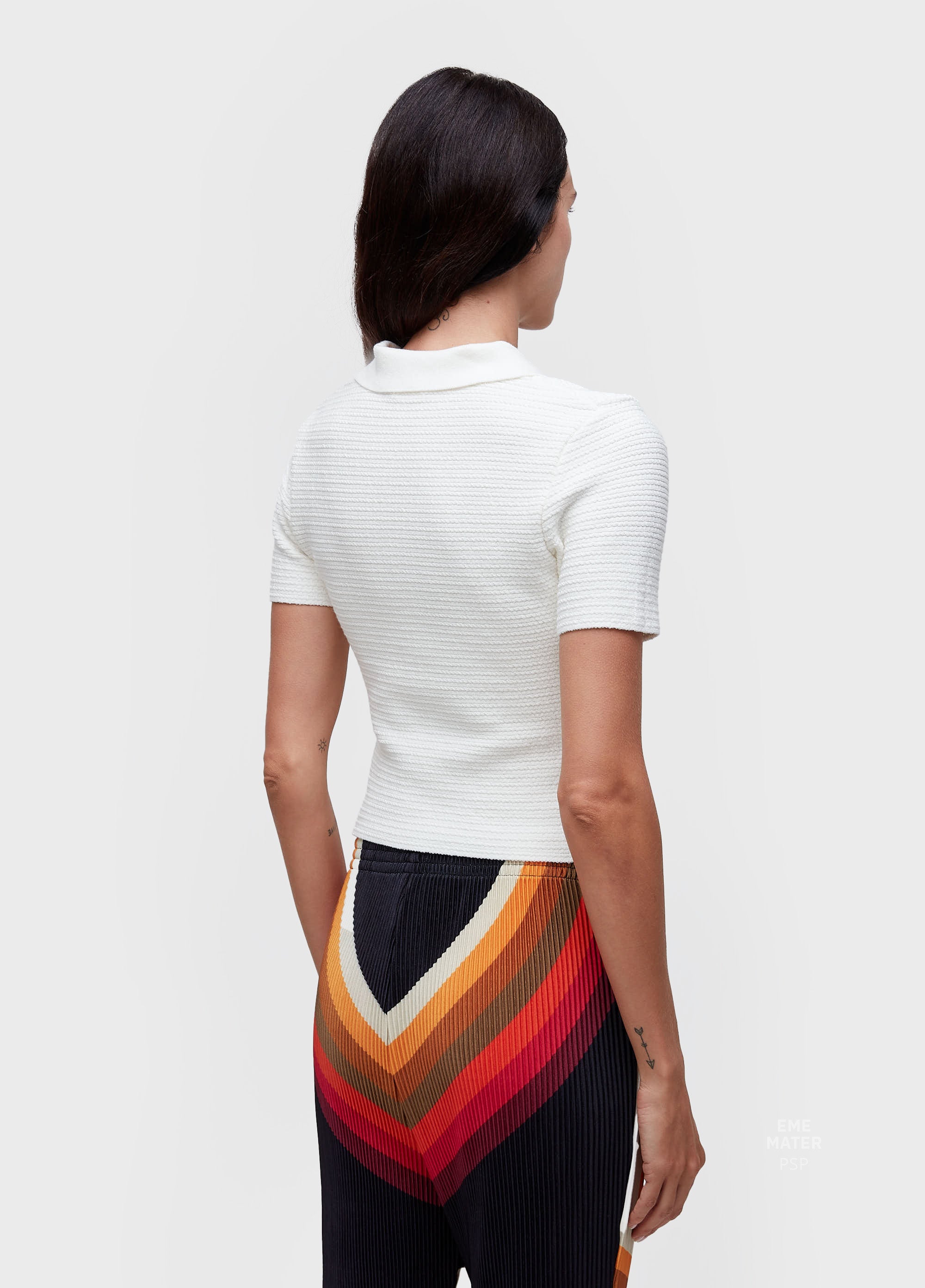 BLUSA POLO TRICOT TEXTURA OFF-WHITE