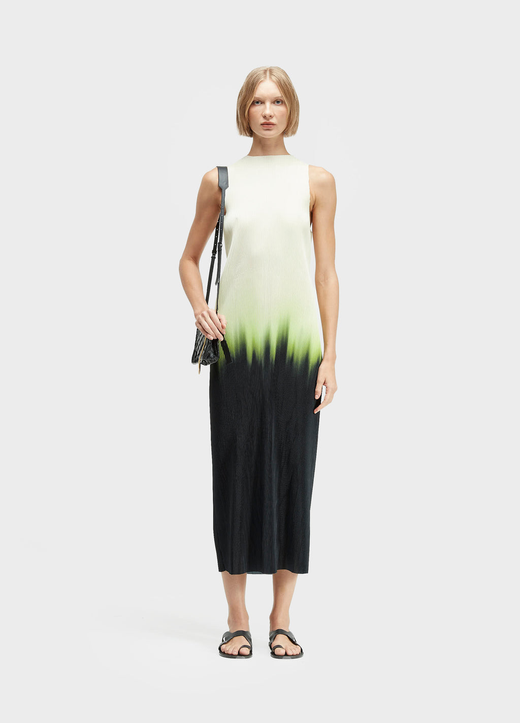 VESTIDO PLISSE BLURRED NEON