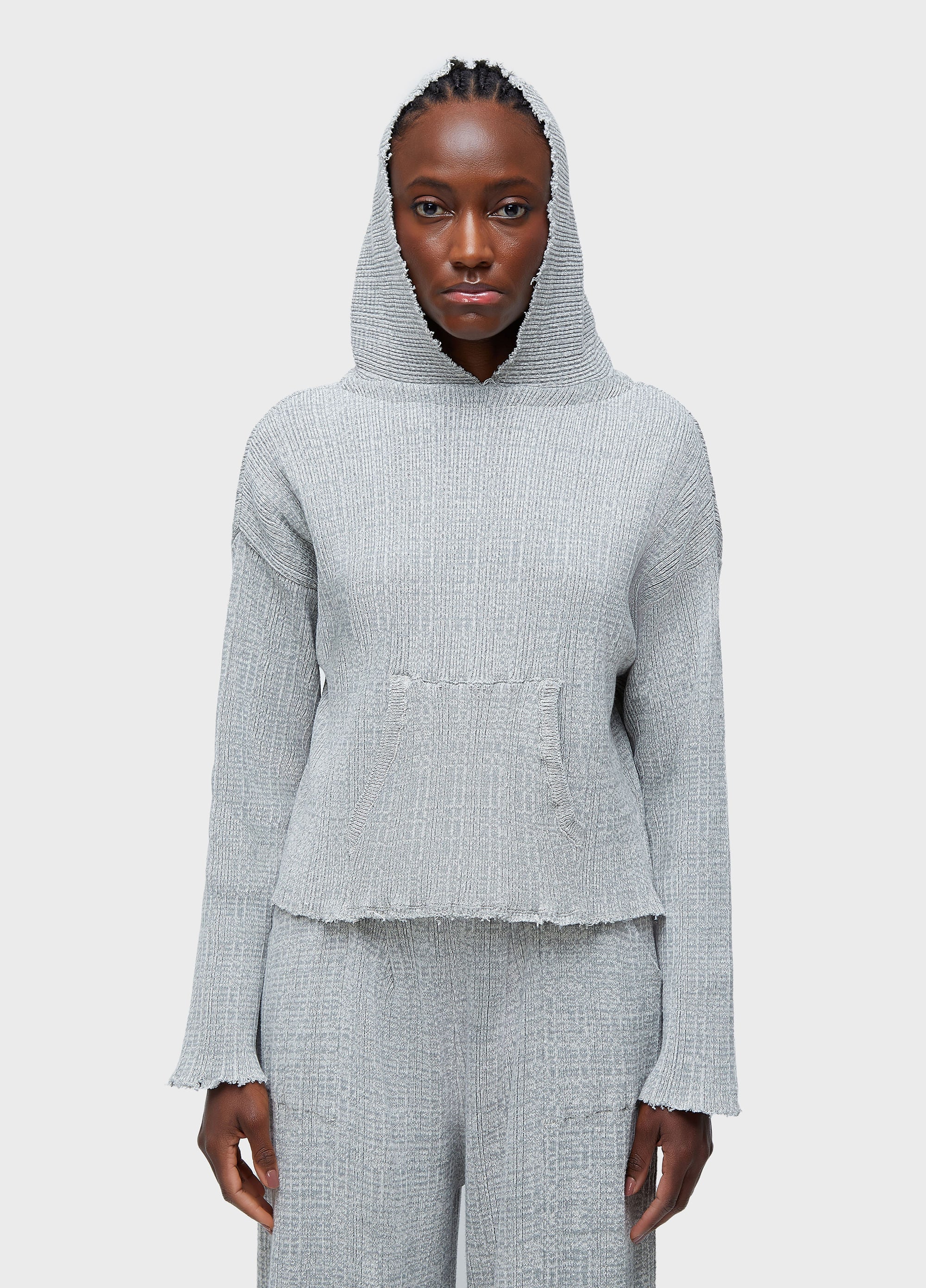 CASACO TRICOT CAPUZ FRAYED
