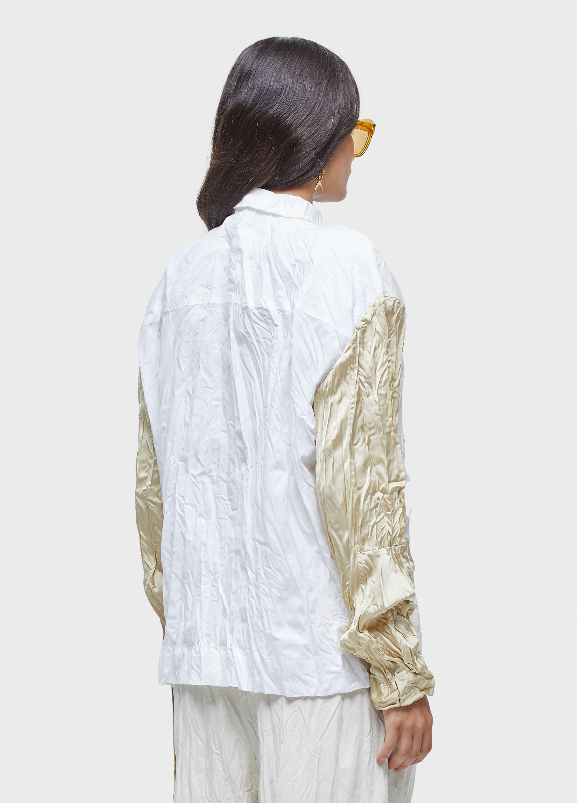 JAQUETA WRINKLED SATIN + TRICOLINE