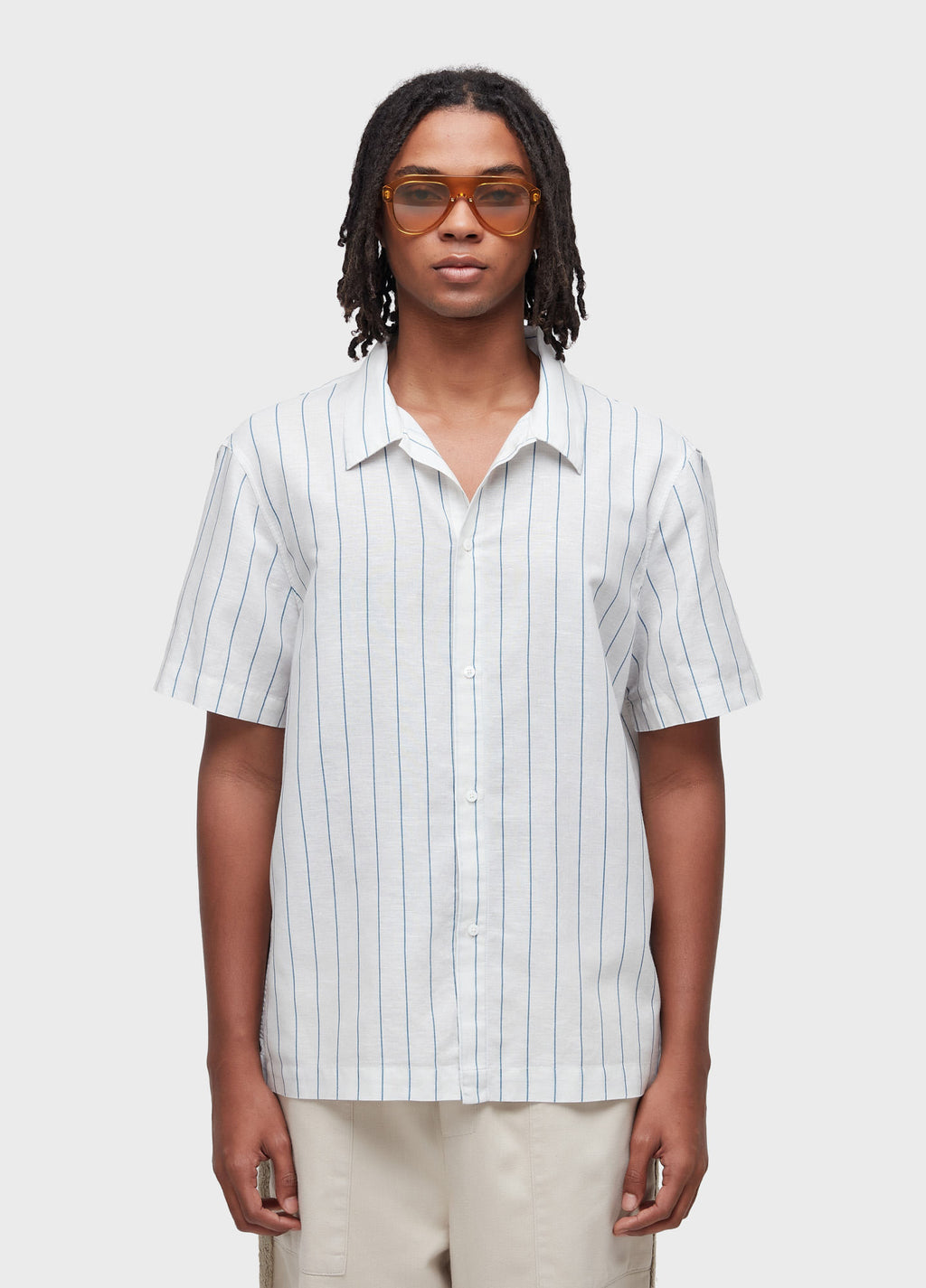 CAMISA BLEU STRIPES MC OFF-WHITE/AZUL