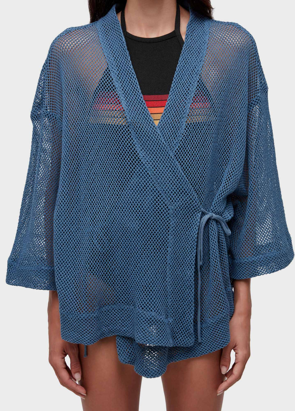 KIMONO TELA MIXED FABRICS AZUL MAR