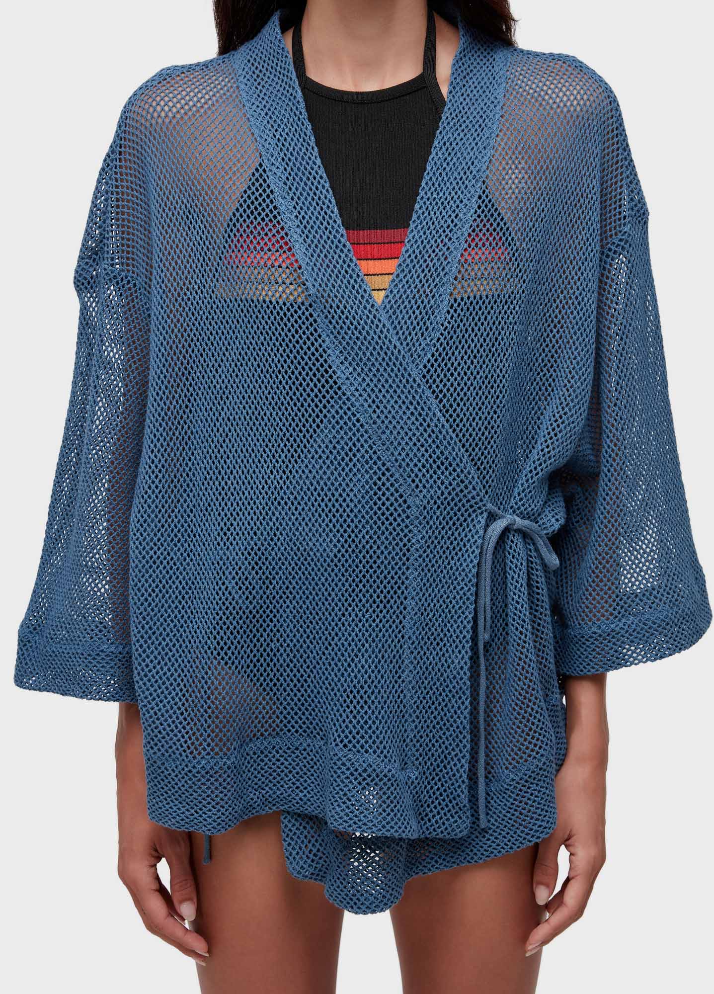 KIMONO TELA MIXED FABRICS AZUL MAR