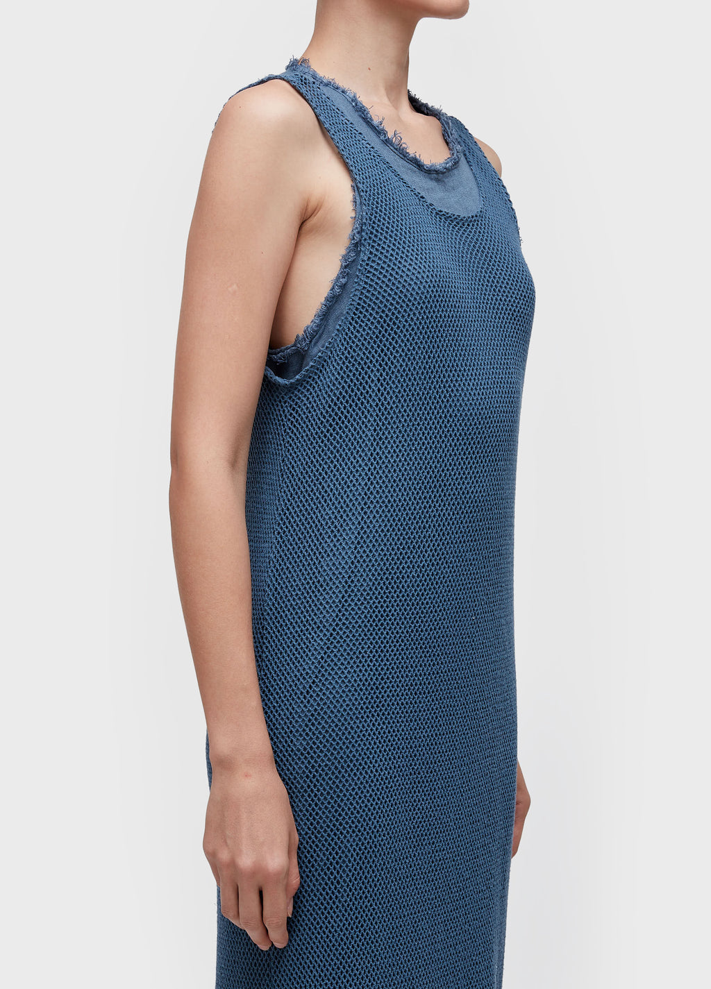 VESTIDO REGATA MIXED FABRICS AZUL MAR