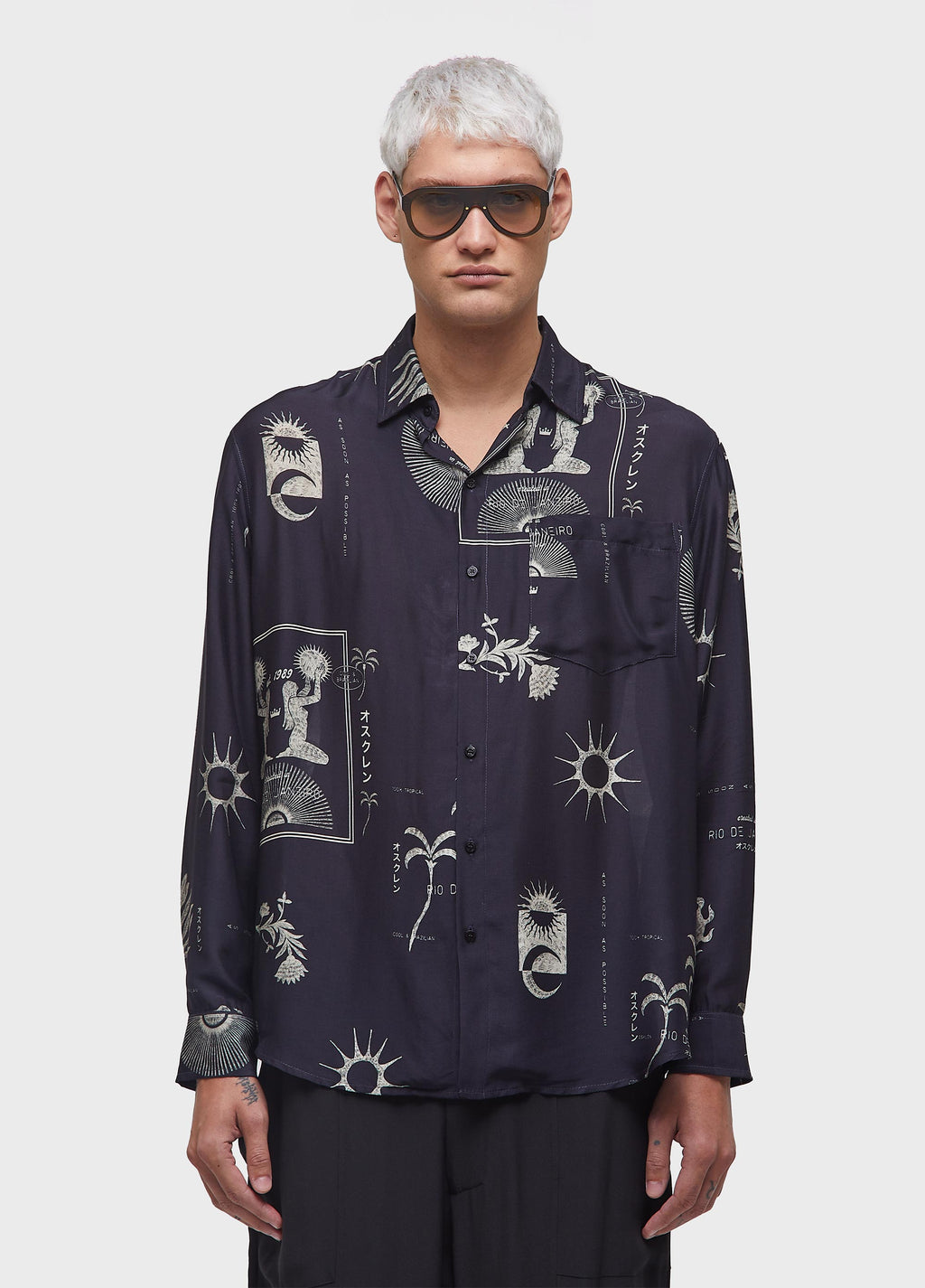 CAMISA 1989 ML PRETO/OFF-WHITE