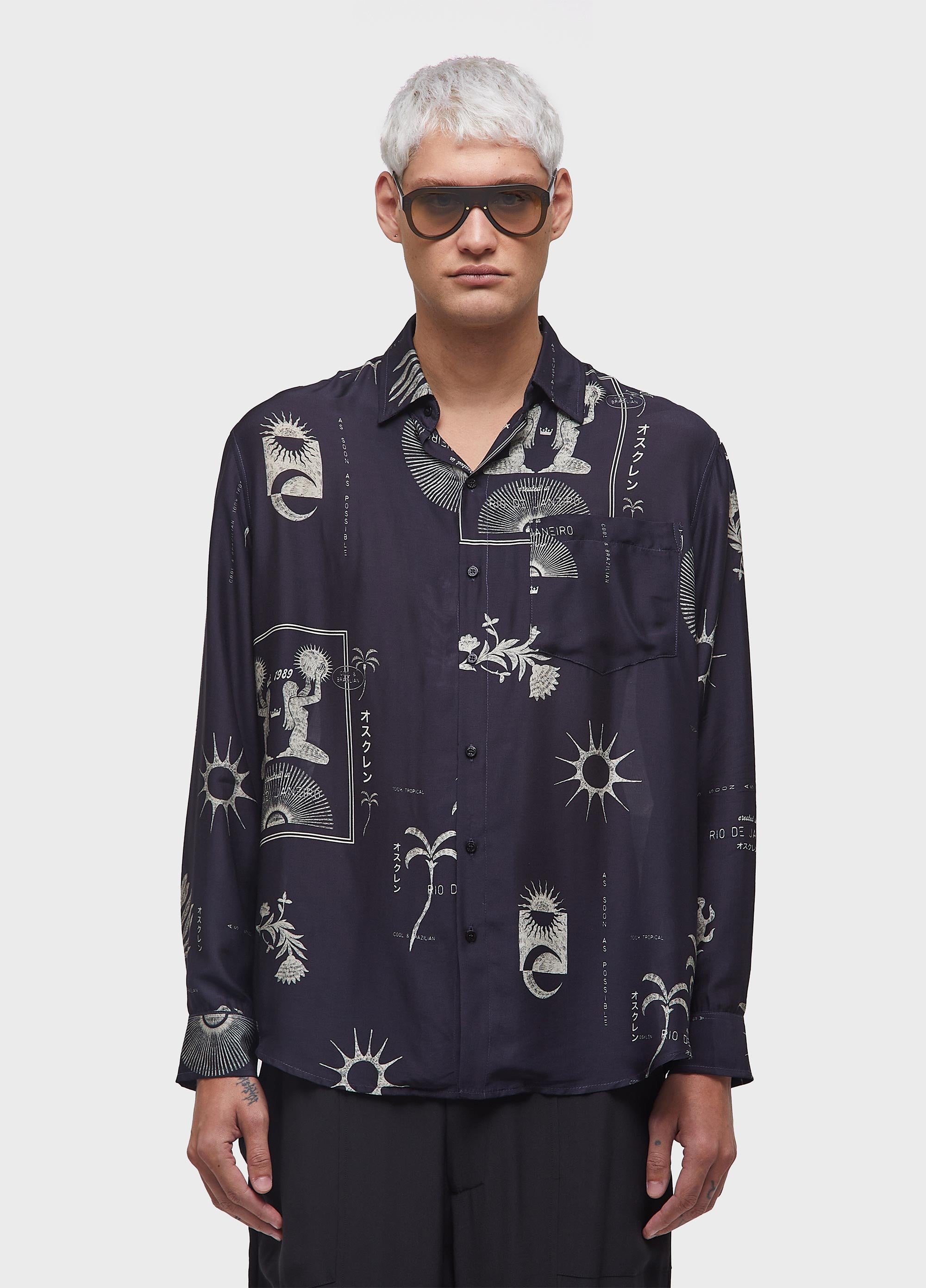 CAMISA 1989 ML PRETO/OFF-WHITE
