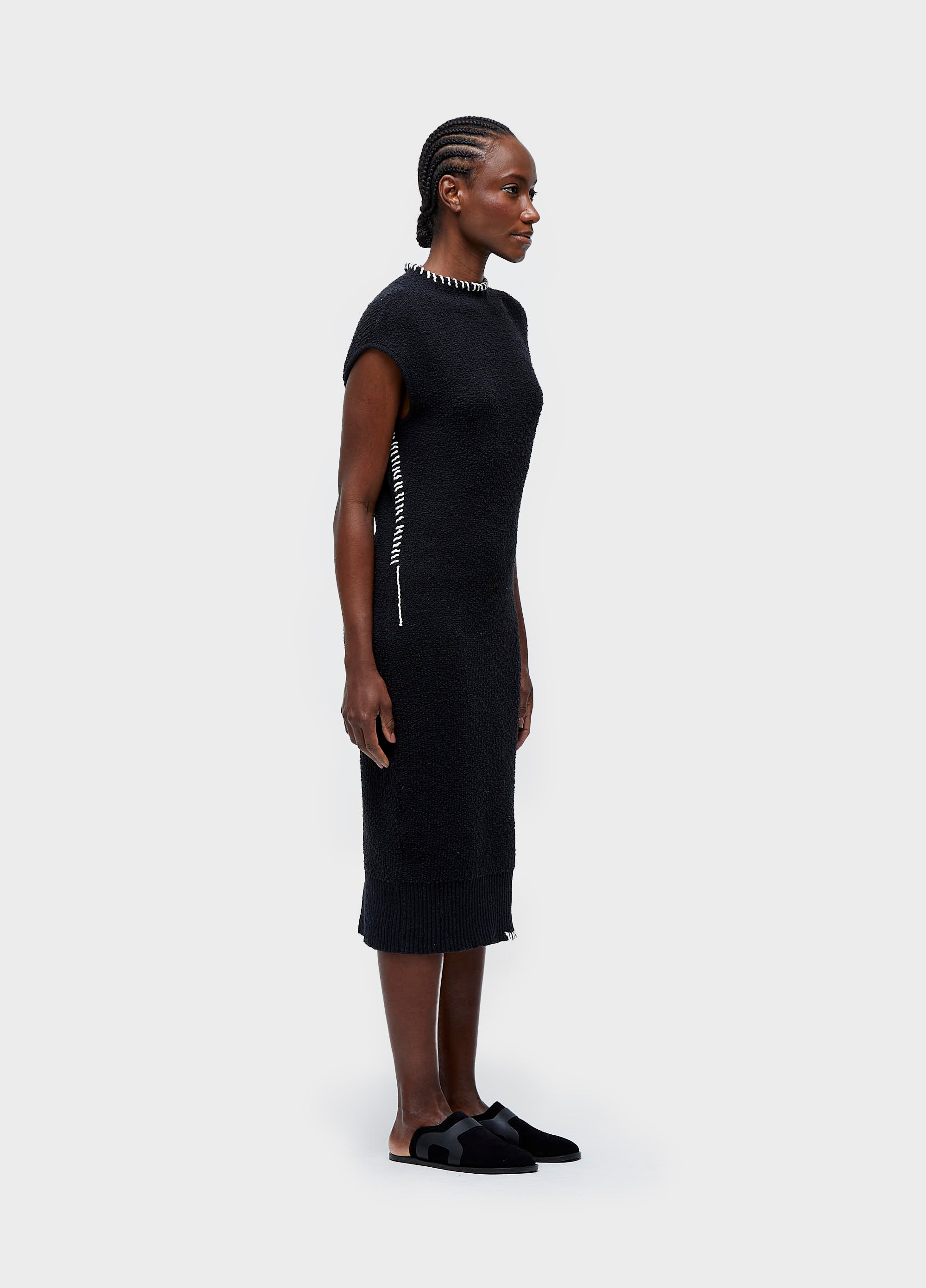 VESTIDO TRICOT BOUCLET PESPONTOS