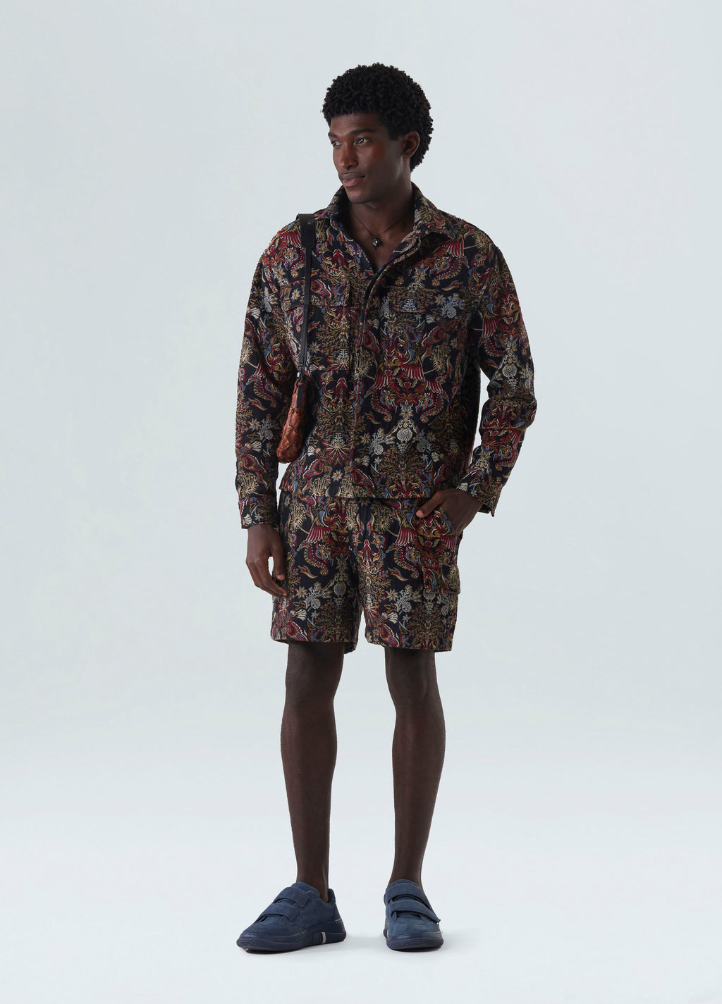 OVERSHIRT JACQUARD ORIGEM PRETO/VERMELHO
