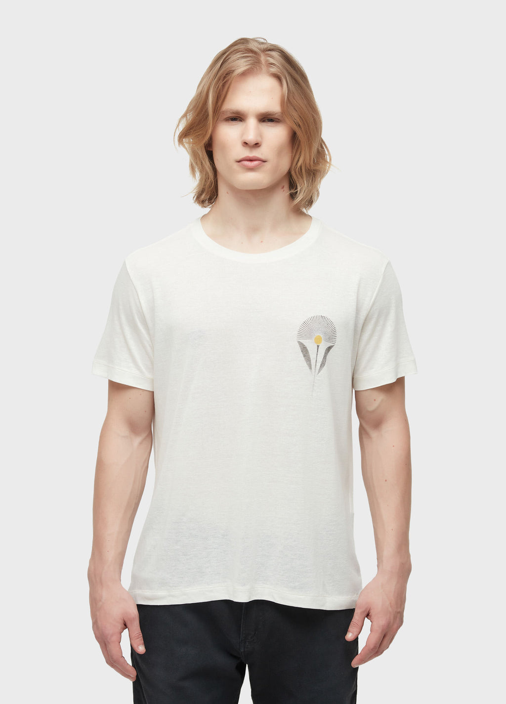 T-SHIRT LIGHT LINEN FLOWER SUN MC OFF-WHITE
