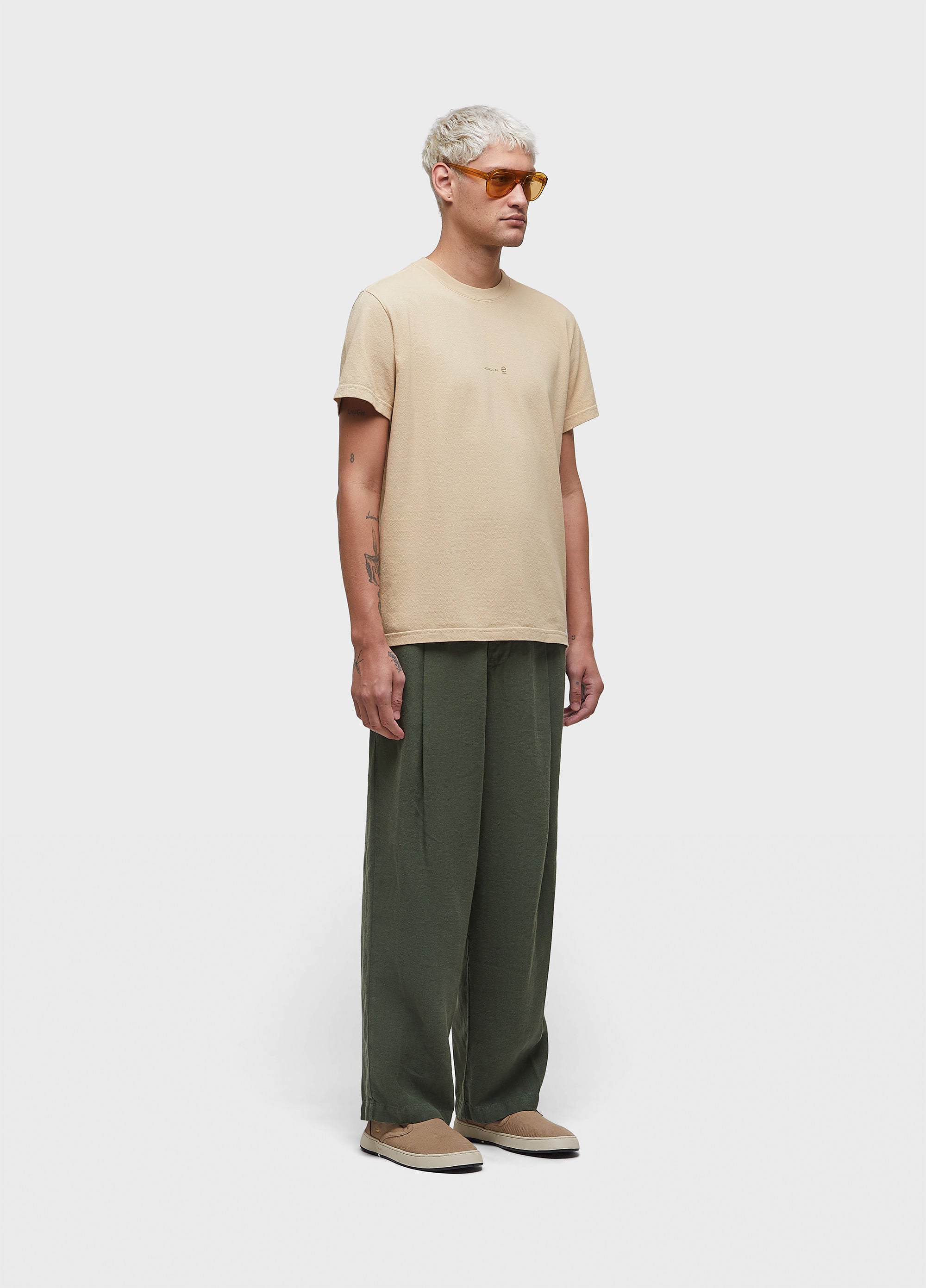 T-SHIRT DOUBLE FACE E-COLORS OSKLEN E MC CAQUI