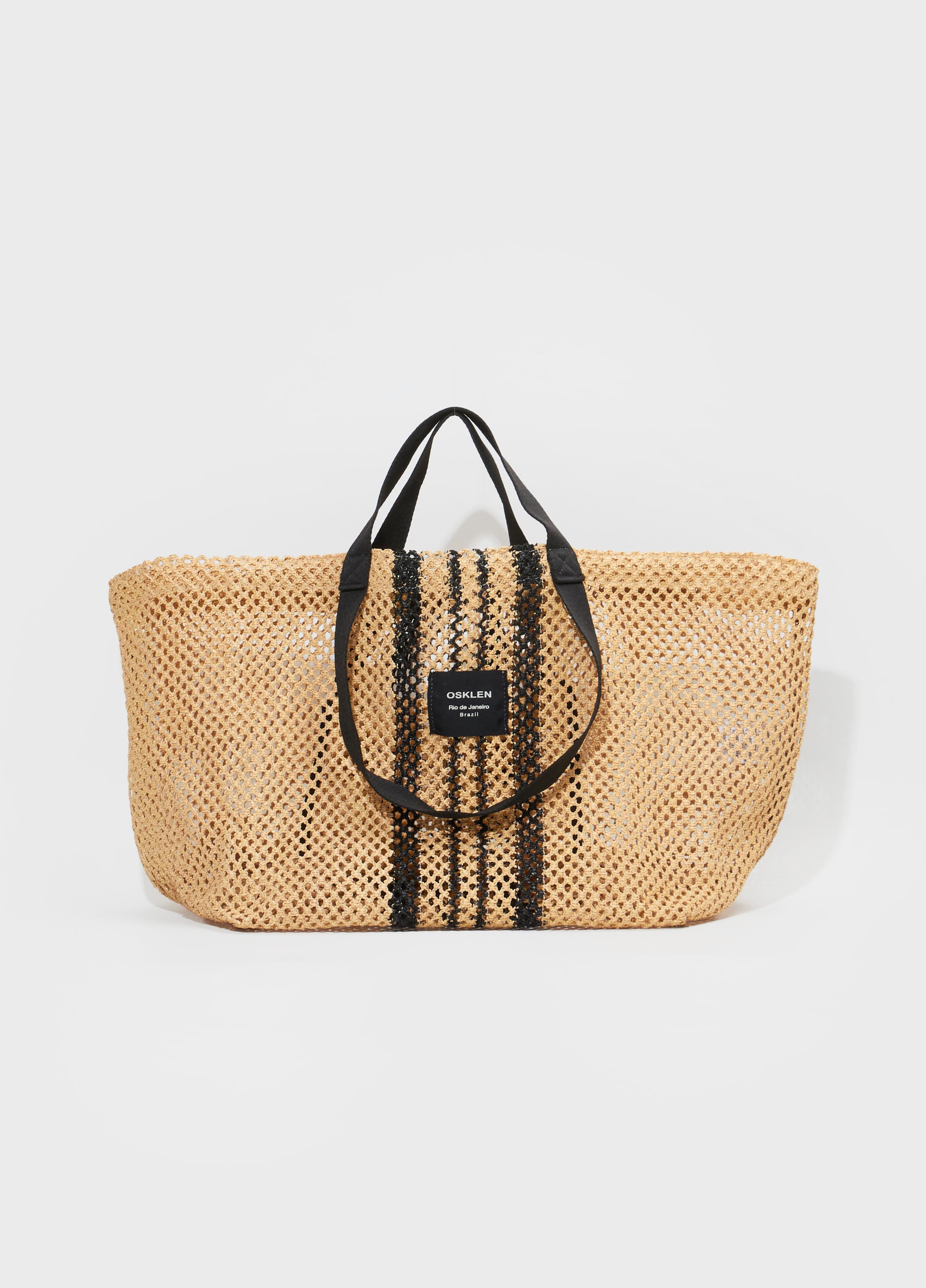 BOLSA TOTE TELA PRANCHAO NATURAL/PRETO