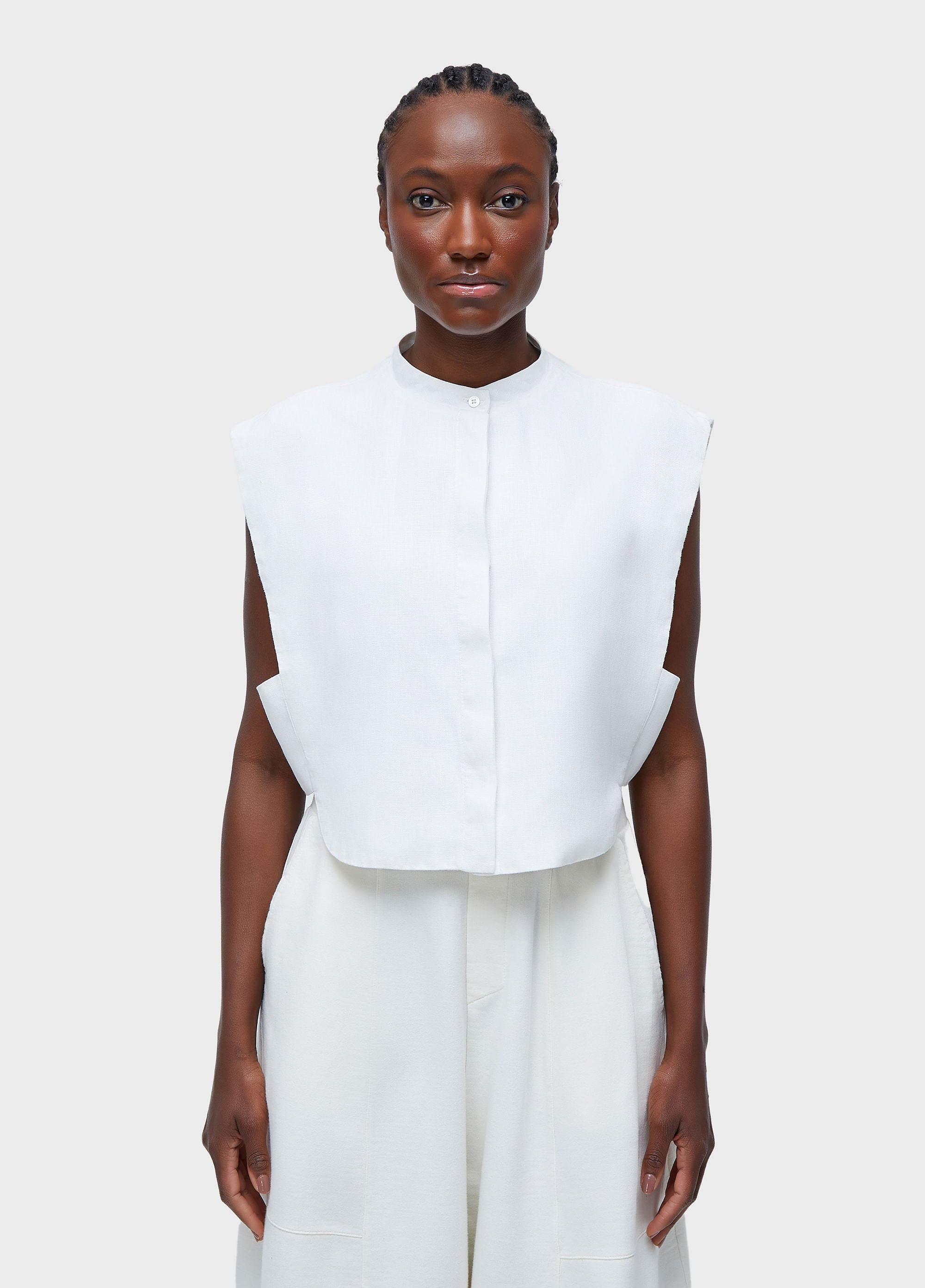 BLUSA SMOKING SLEEVELESS LINEN