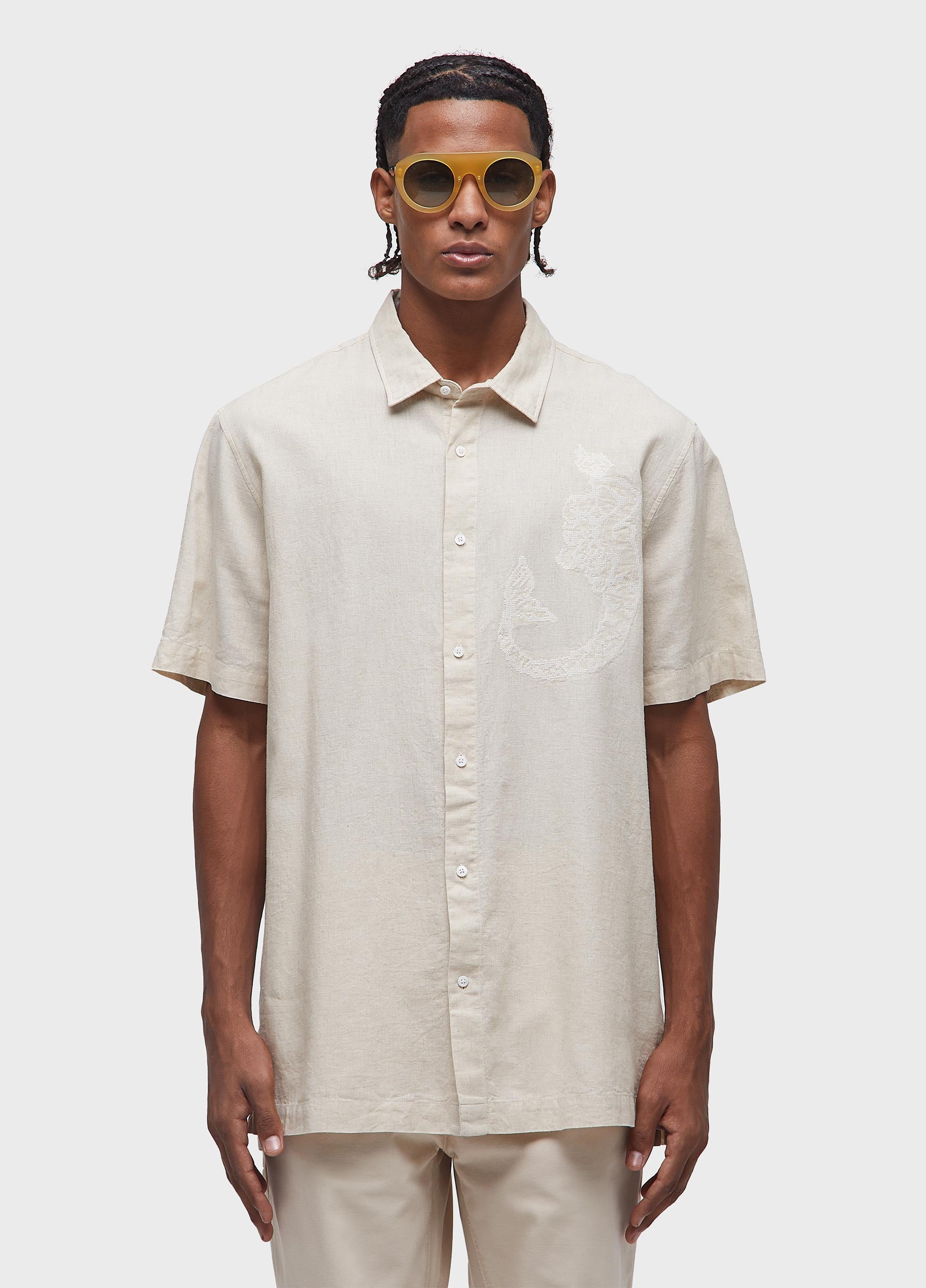 CAMISA BORDADO SEREIA MC NATURAL