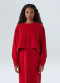 CASACO CROPPED PLUSH CARMIM
