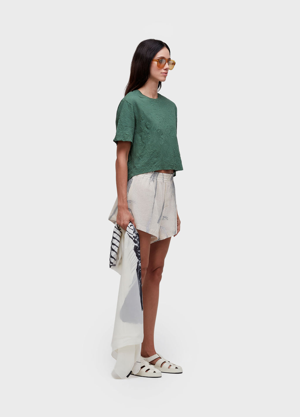 SHORT TELA COQUEIRO OFF-WHITE/PRETO