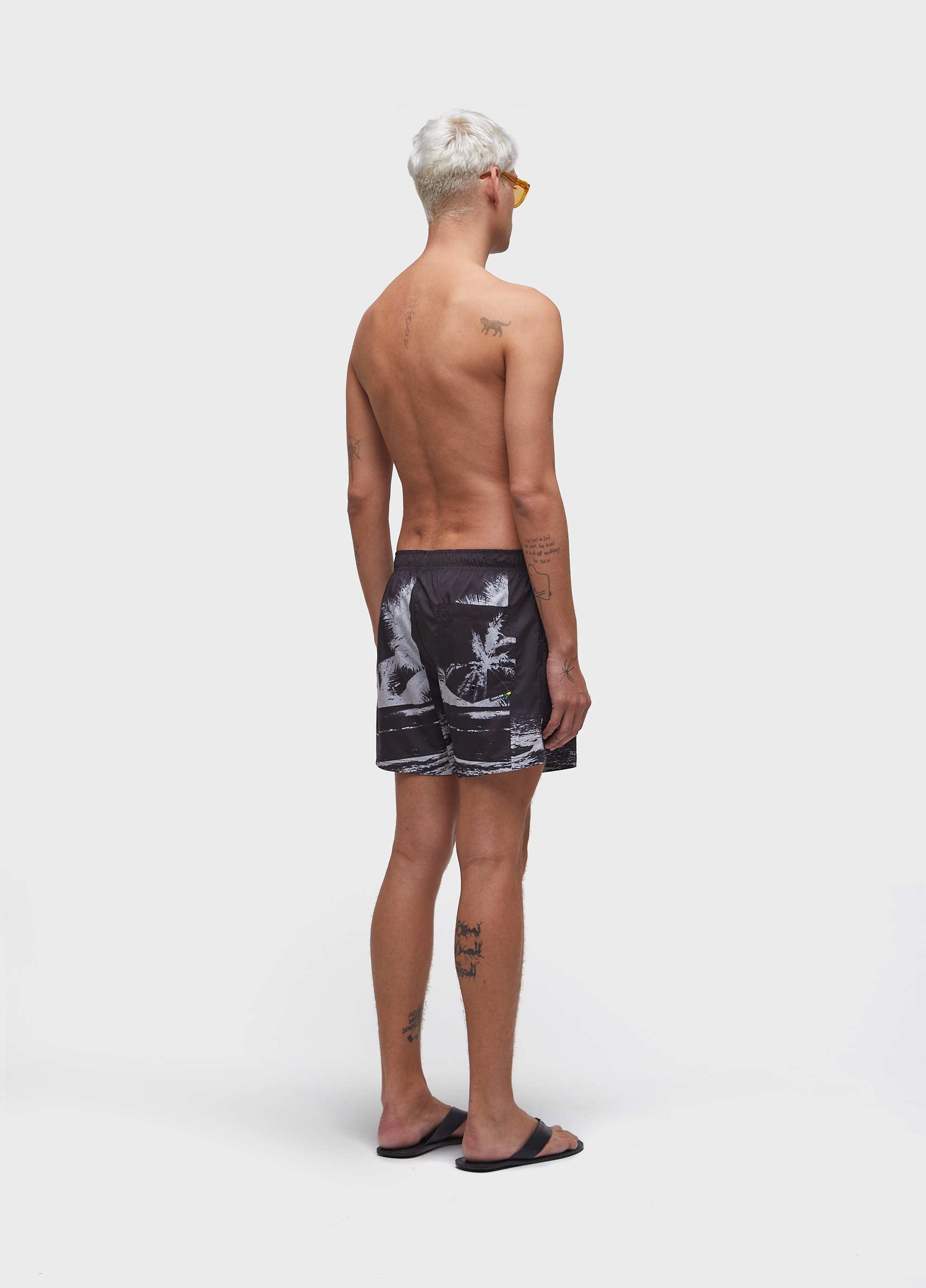 BEACH SHORT AQUAONE PARADISE PRETO/OFF-WHITE