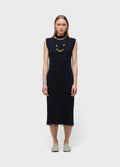 VESTIDO GOLA ALTA FRAYED