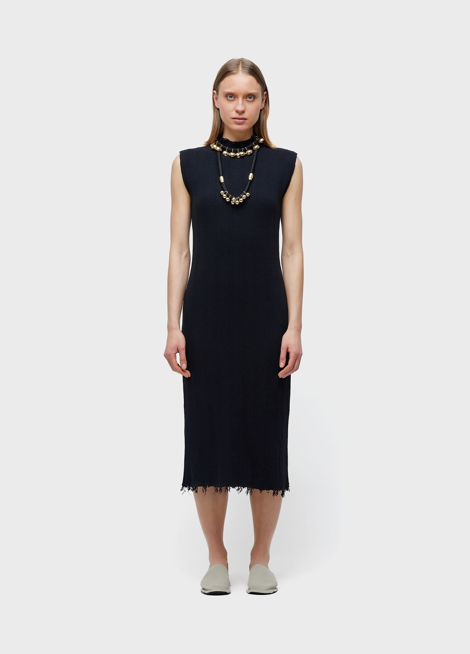 VESTIDO GOLA ALTA FRAYED