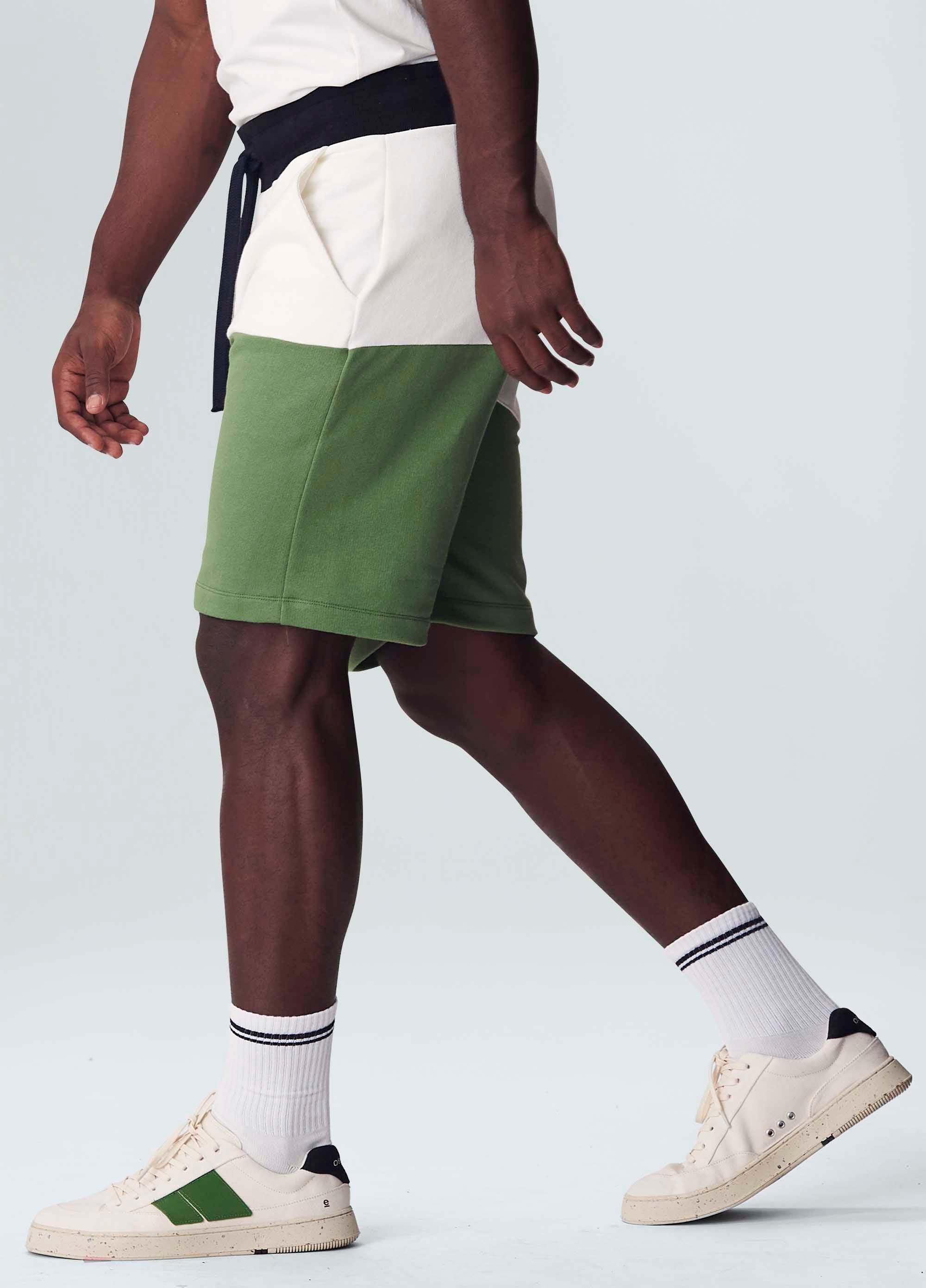 BERMUDA CASUAL MASC BICOLOR OFF-WHITE/VERDE CACTUS