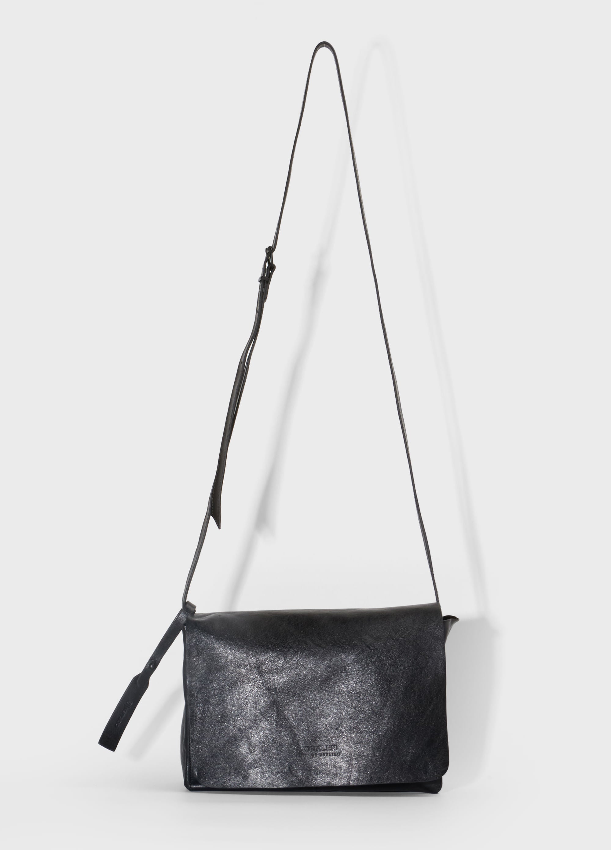 SMALL LEATHER CROSSBODY E-BASICS BAG PRETO