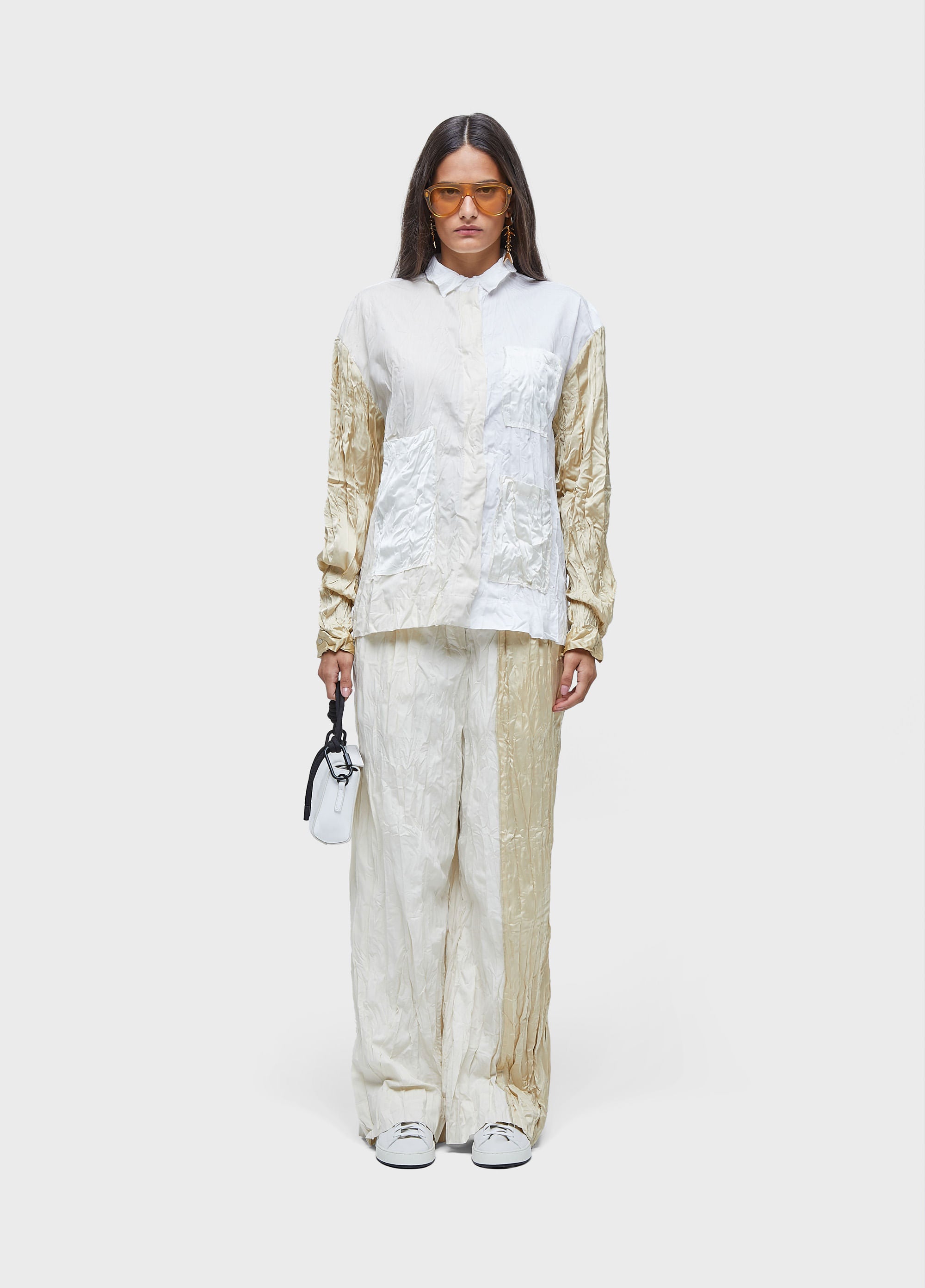 JAQUETA WRINKLED SATIN + TRICOLINE