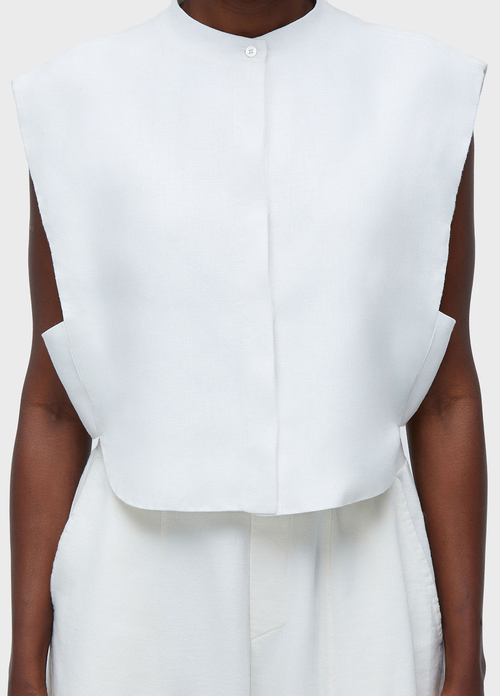 BLUSA SMOKING SLEEVELESS LINEN