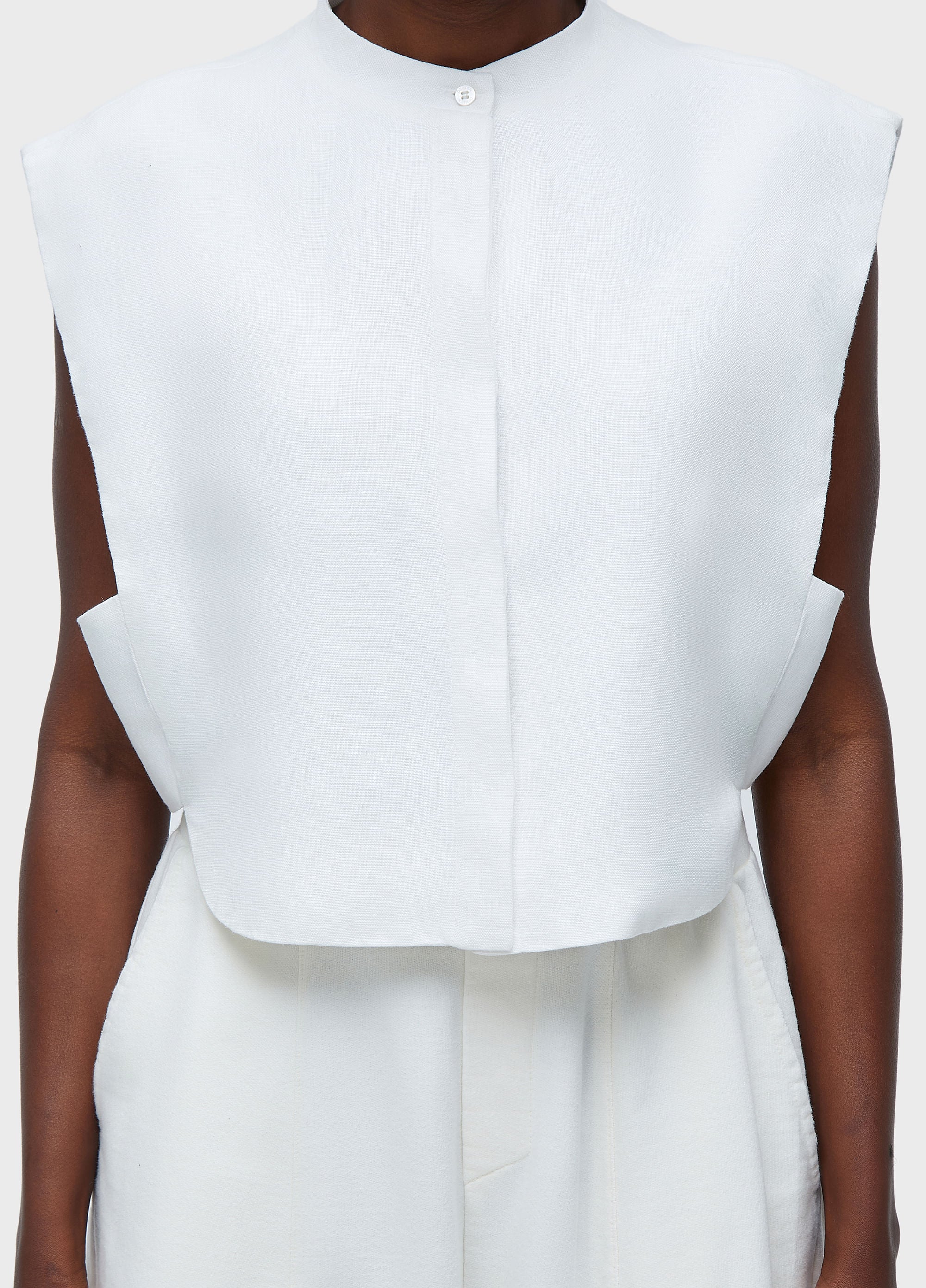 BLUSA SMOKING SLEEVELESS LINEN