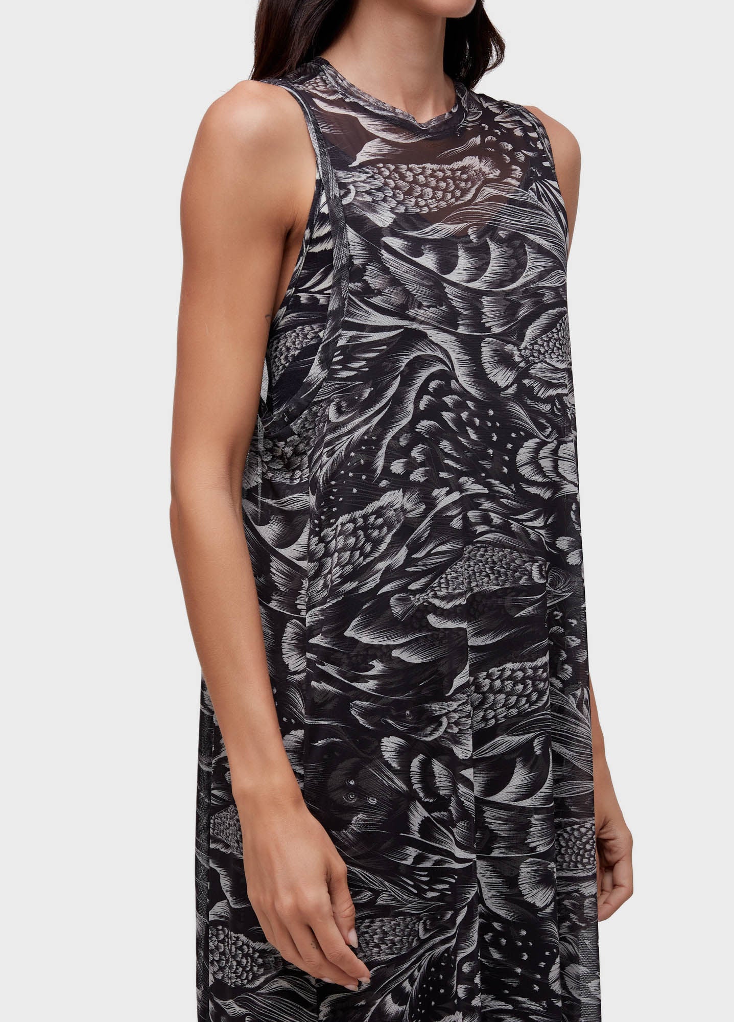 VESTIDO TULE PIRARUCU TRACE PRETO/OFF-WHITE