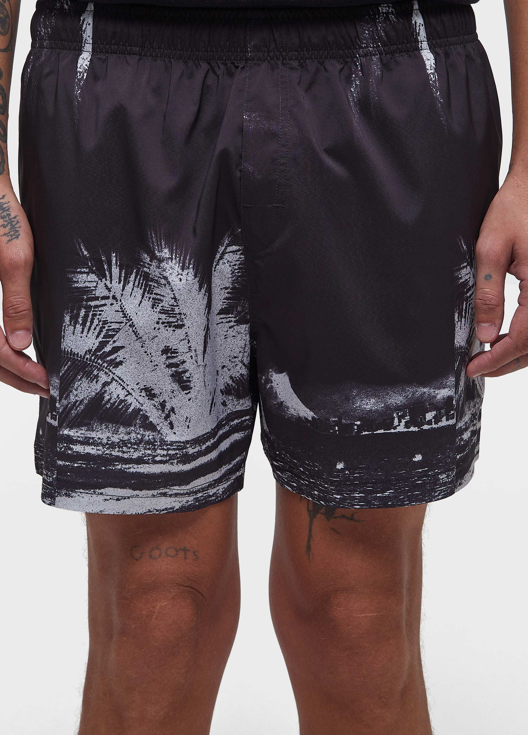 BEACH SHORT AQUAONE PARADISE PRETO/OFF-WHITE
