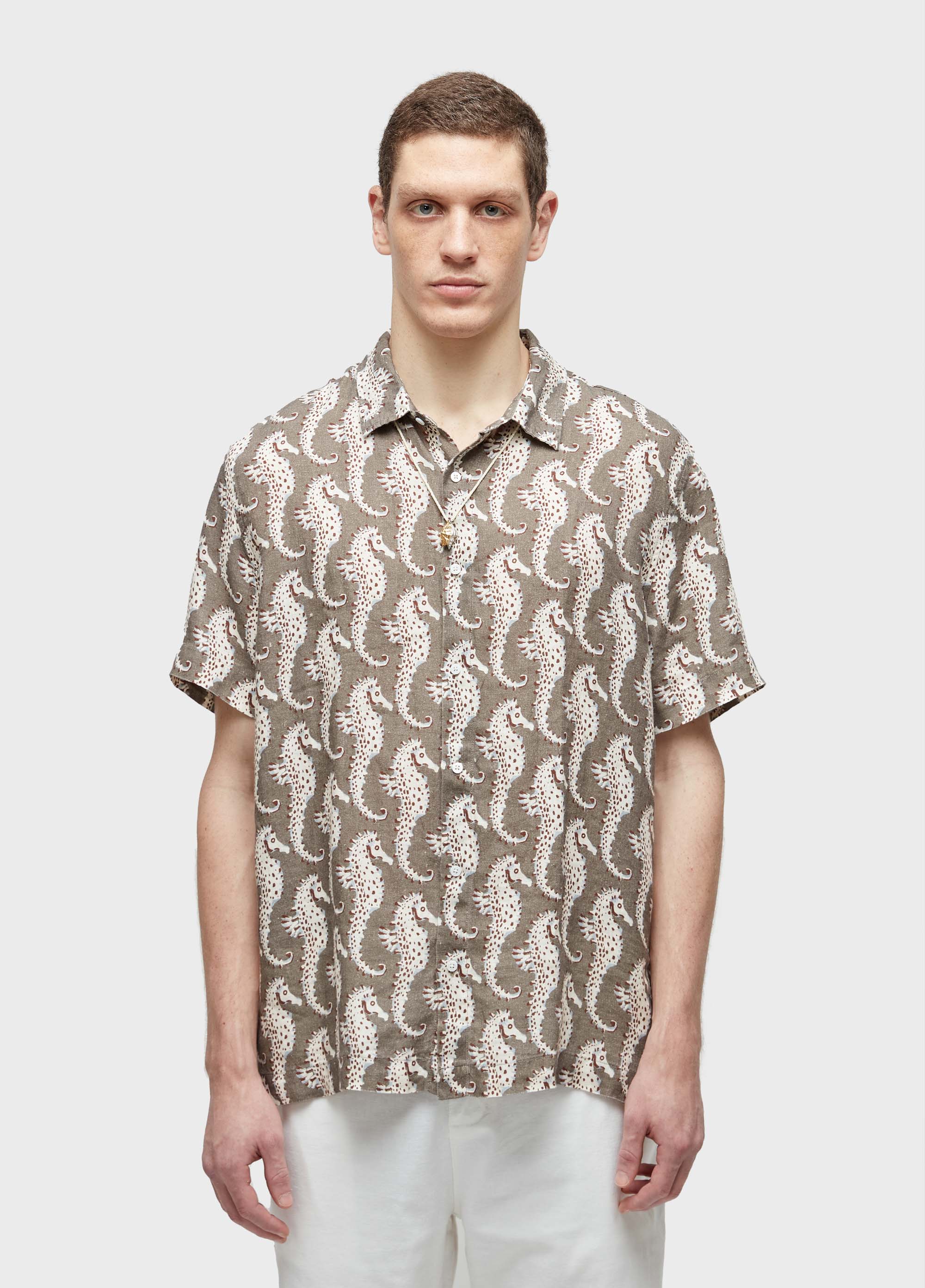 CAMISA LINEN SEAHORSE GREEN MC