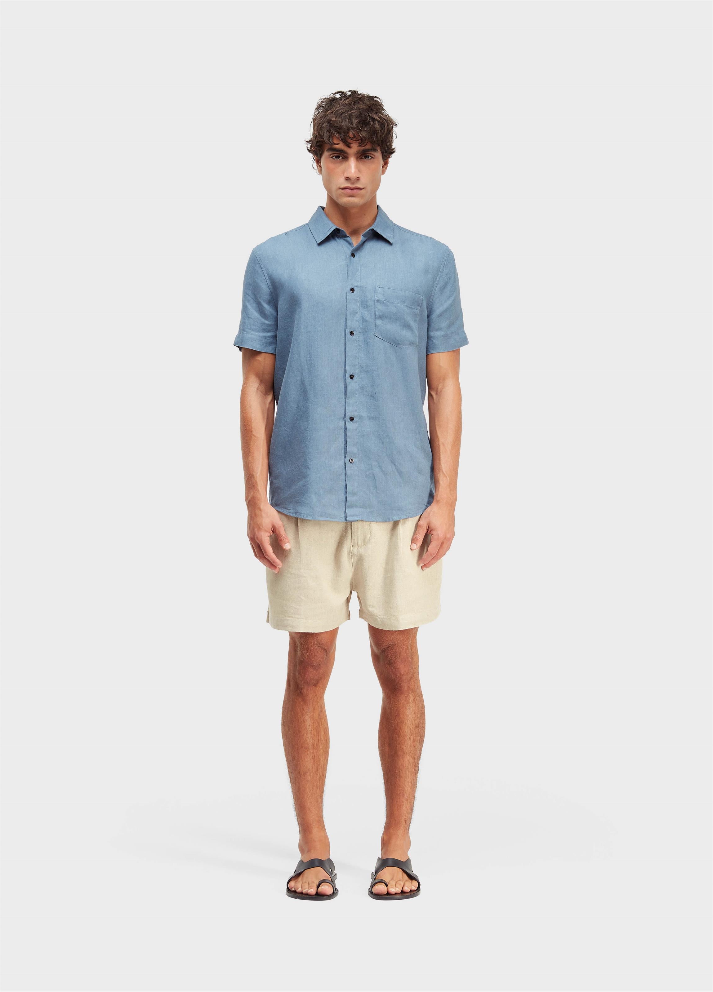 SHORT FLUID LINEN PLEATS