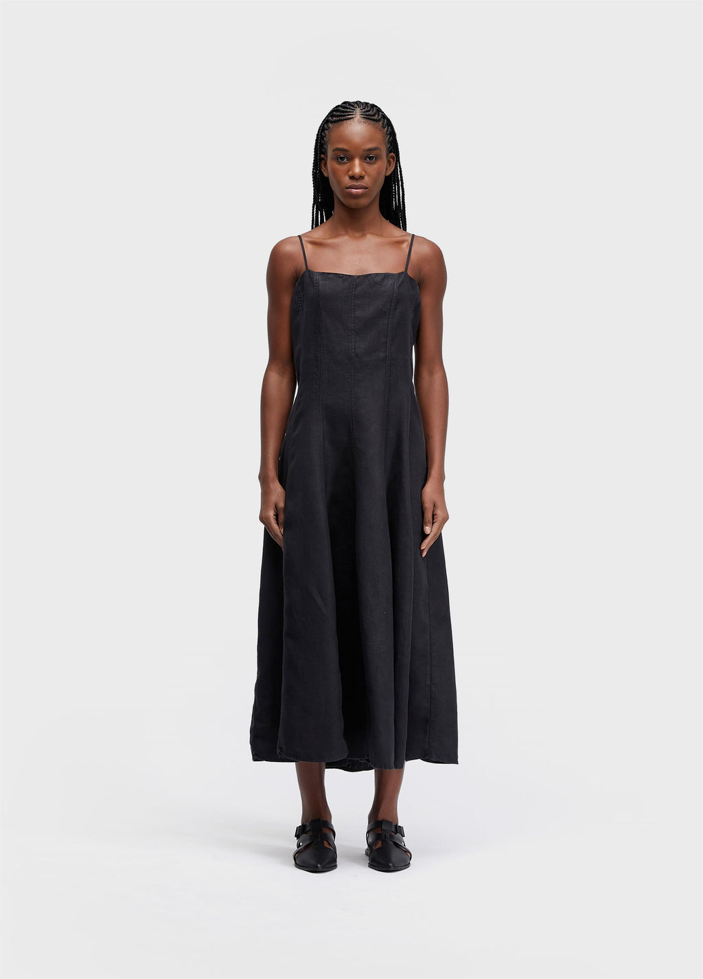 VESTIDO ALÇAS PESPONTOS LINEN