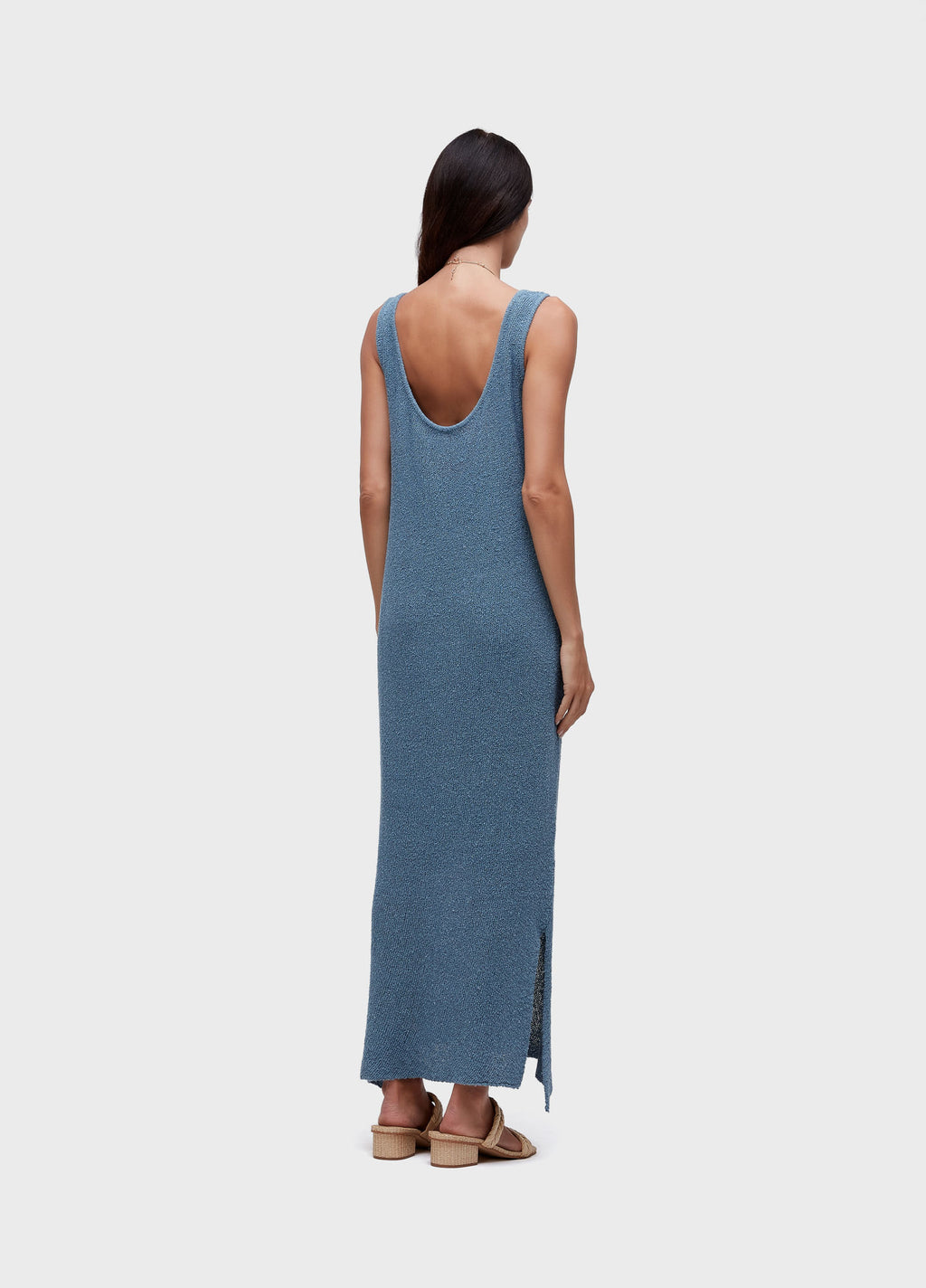 VESTIDO REGATA TRICOT REDE AZUL MAR