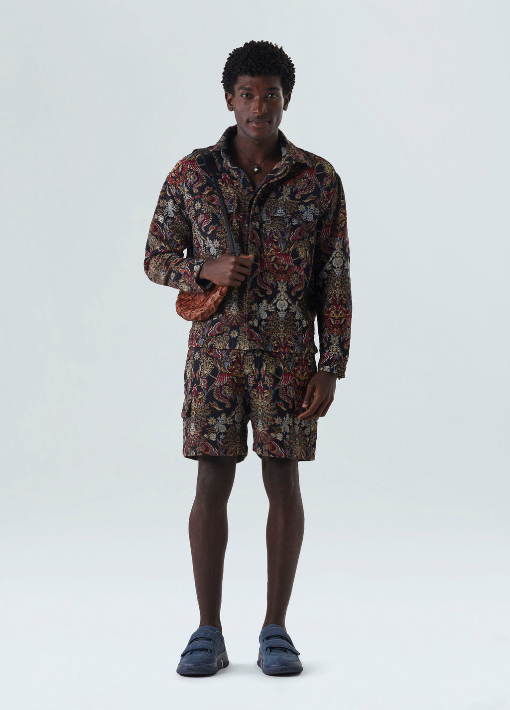 OVERSHIRT JACQUARD ORIGEM PRETO/VERMELHO
