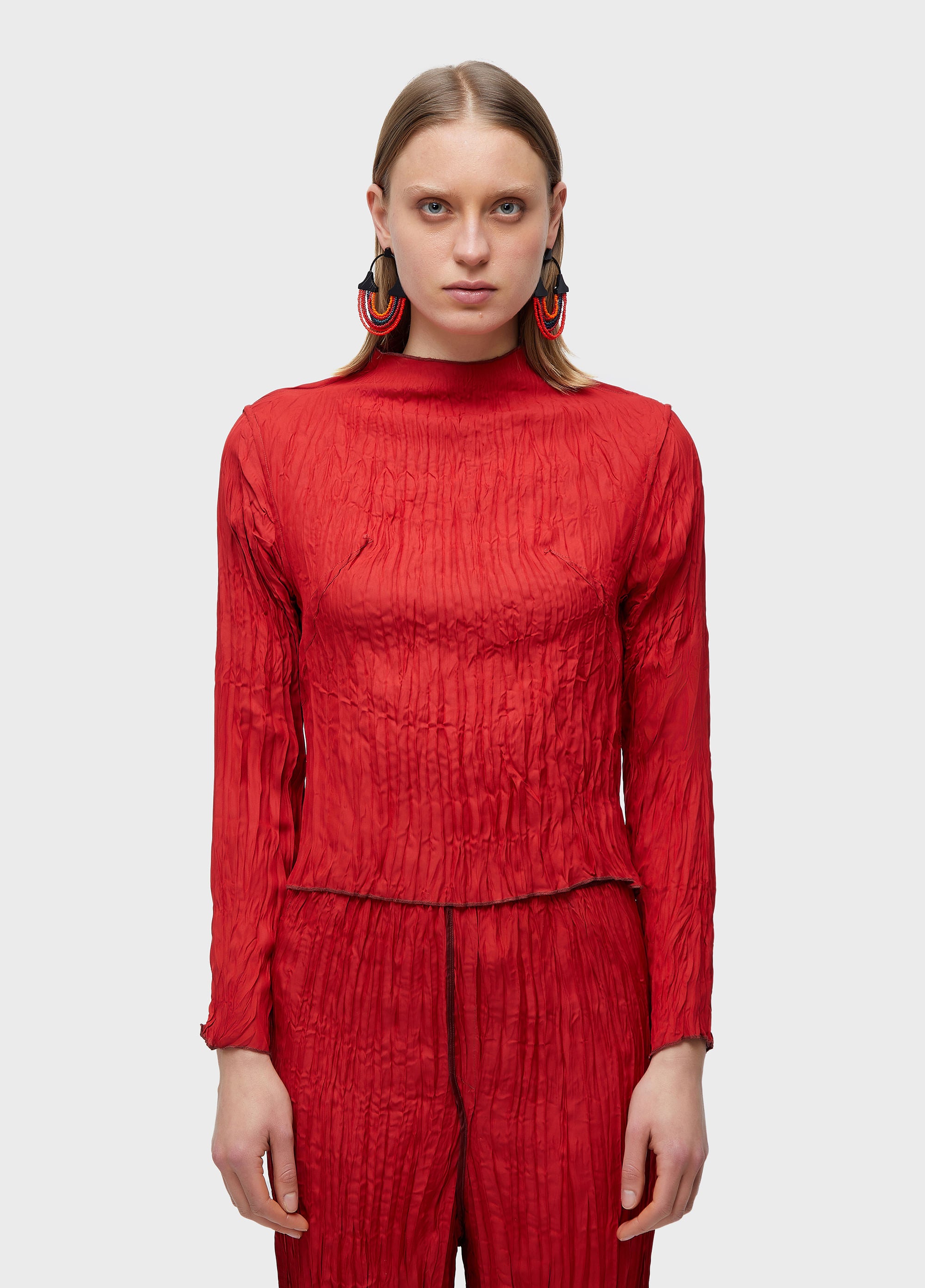 BLUSA GOLA ML WRINCKLED SATIN DOUBLE