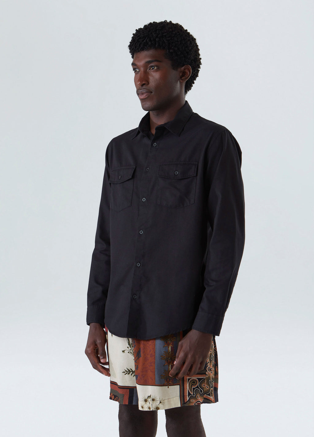 CAMISA BORDADO ARABESCO ML PRETO