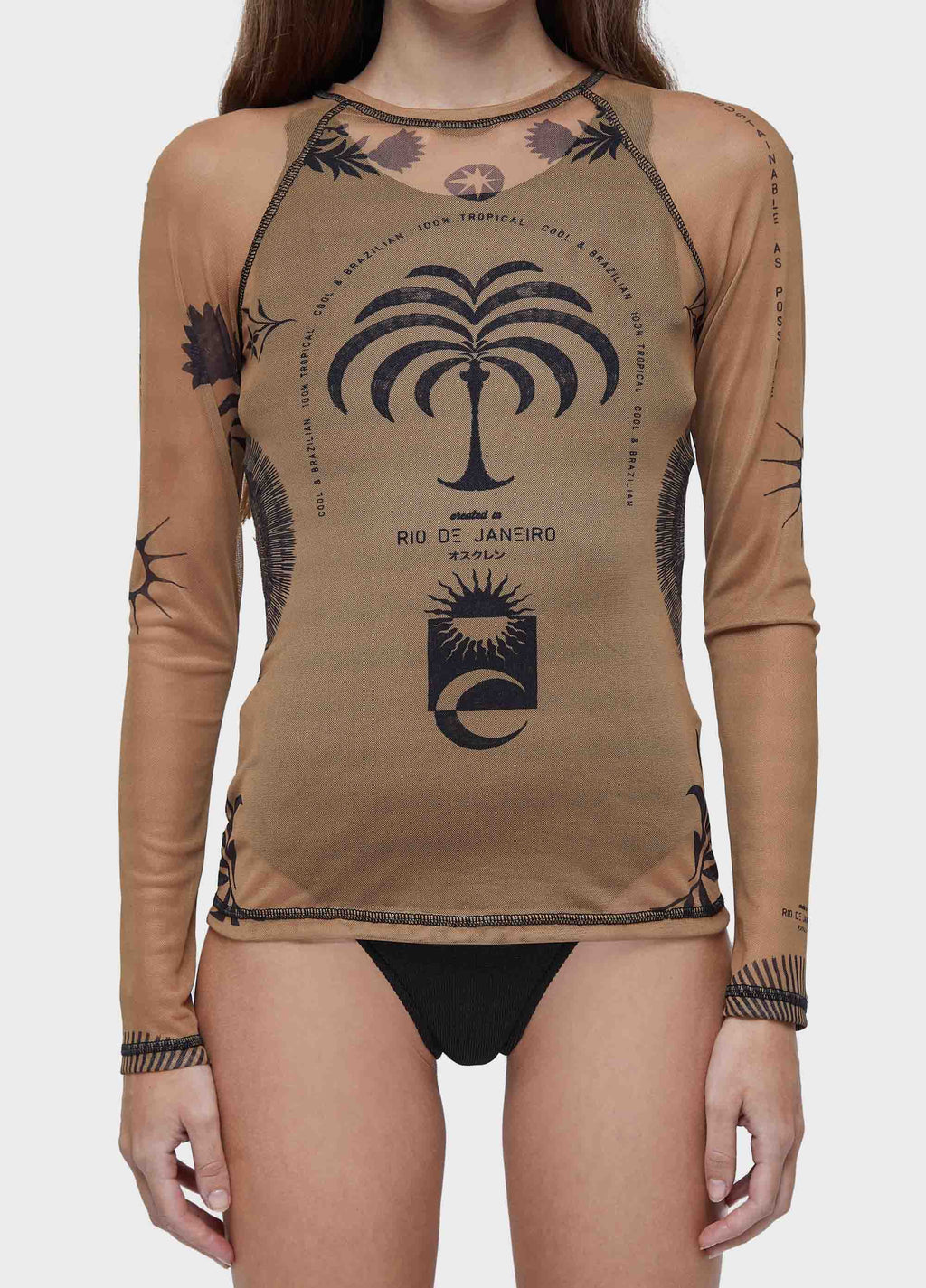 BLUSA ML TULE RIO CAQUI/PRETO