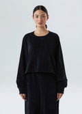 CASACO CROPPED PLUSH PRETO