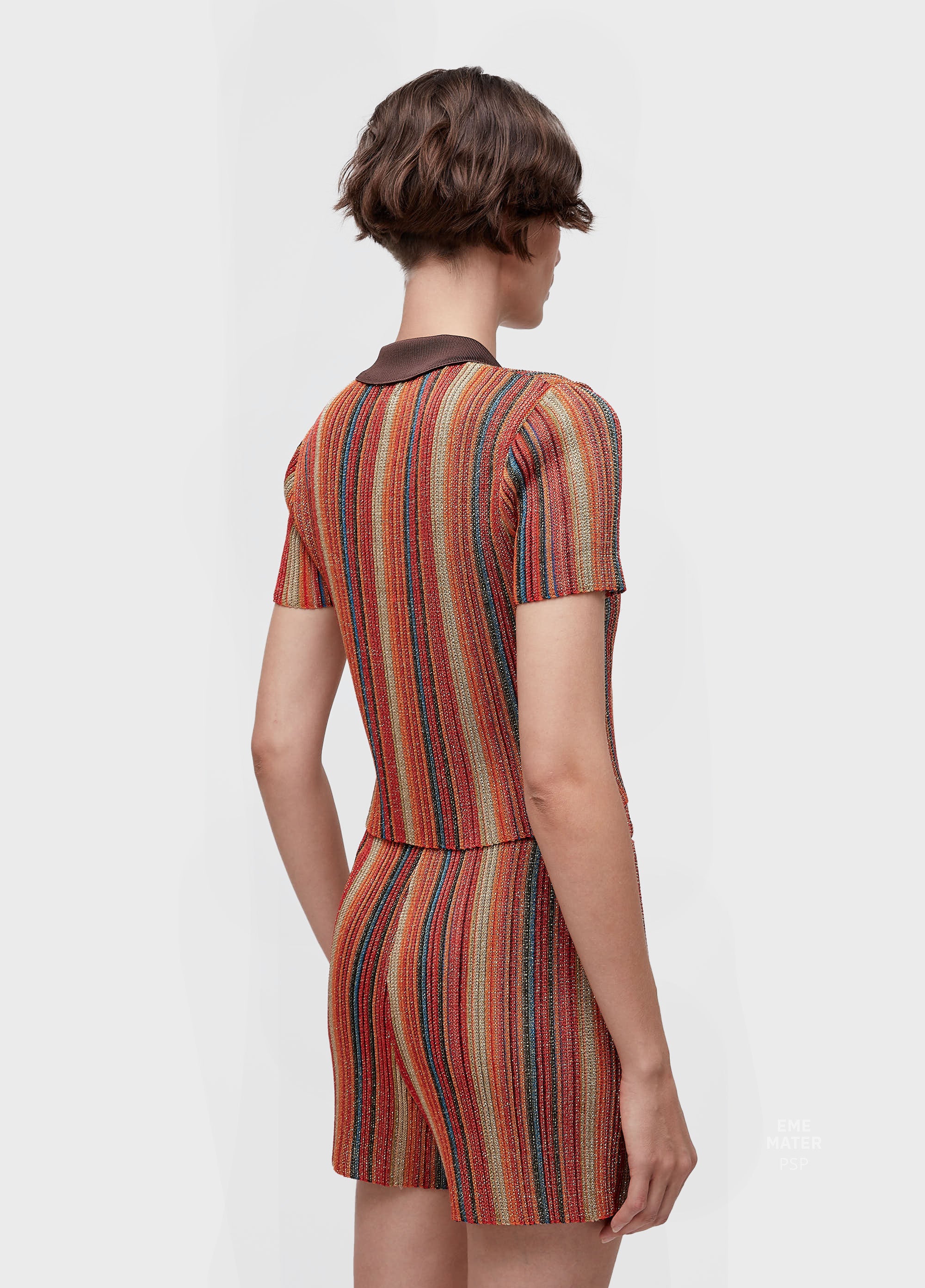 BLUSA POLO TRICOT LISTRAS LUREX